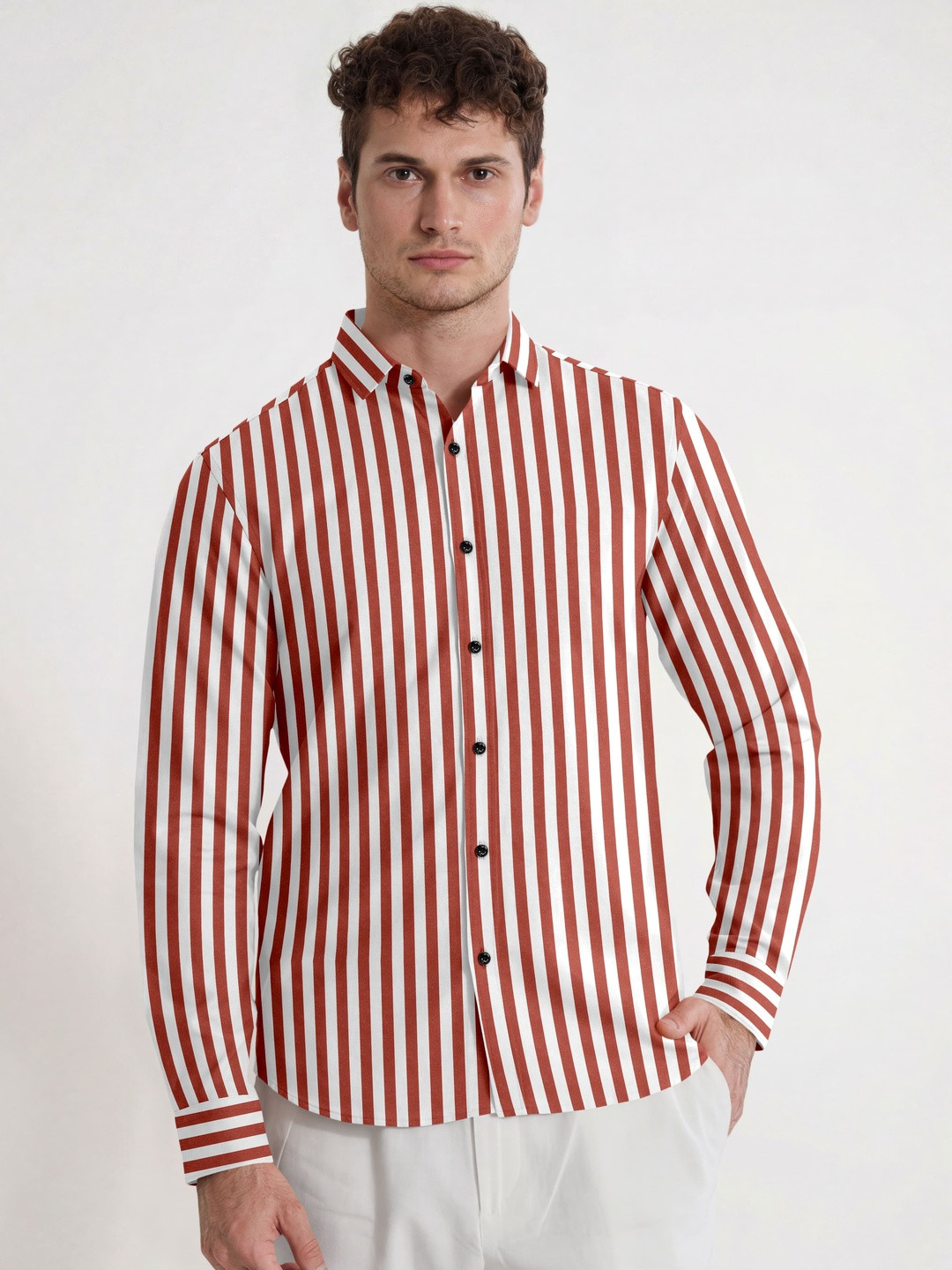 SANBROS Men Classic Striped Casual Shirt