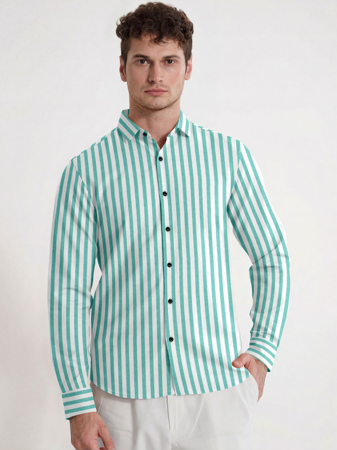SANBROS Men Classic Striped Casual Shirt