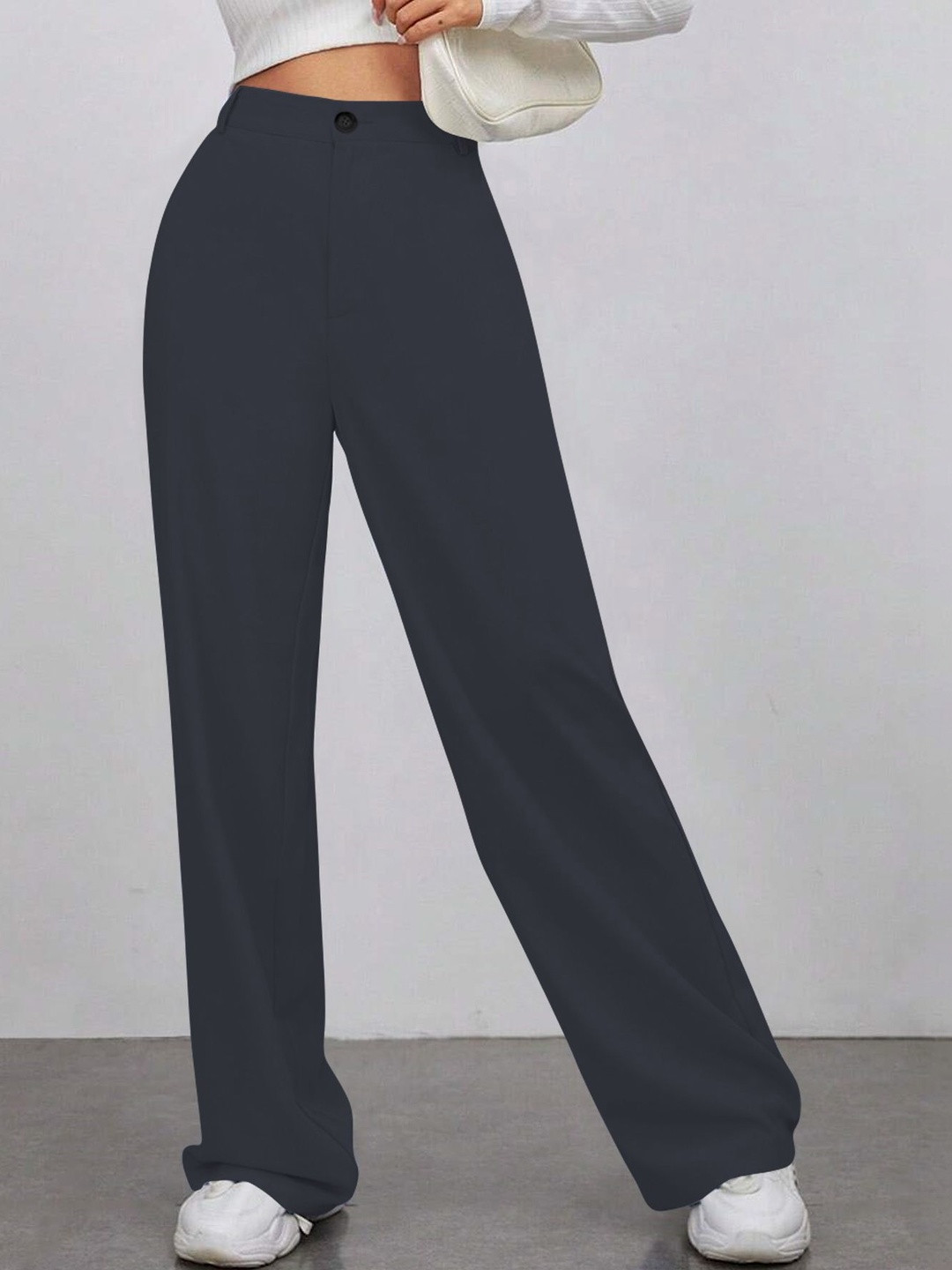 CREZYVEZY Women High-Rise Wrinkle Free Trousers