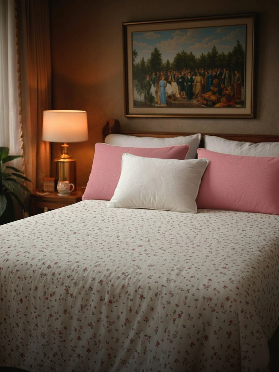 Utopia Bedding Off White Floral 300 TC Bedsheet with 2 Pillow Covers
