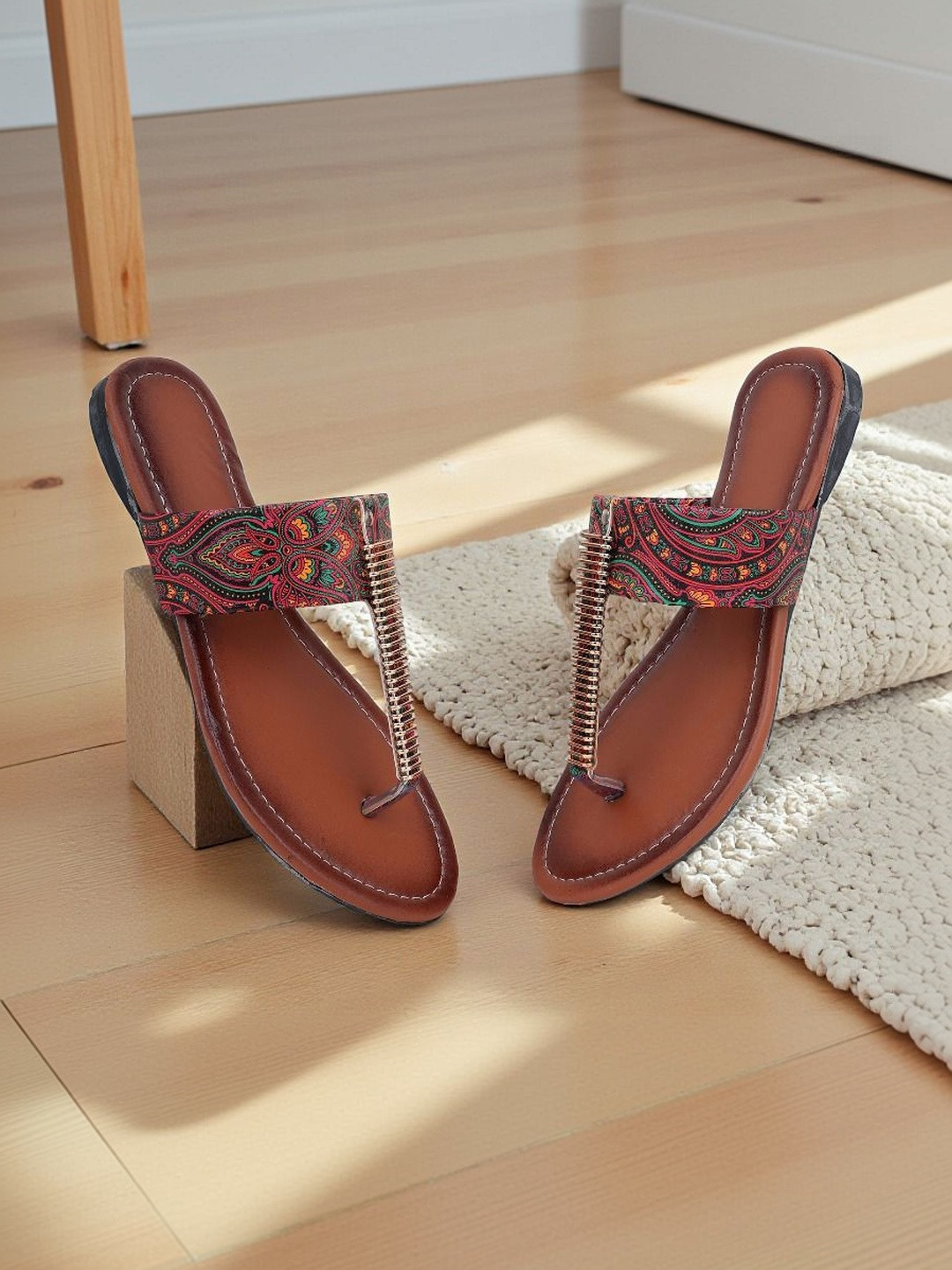 Kapani Fashion Women Printed Open Toe Flats