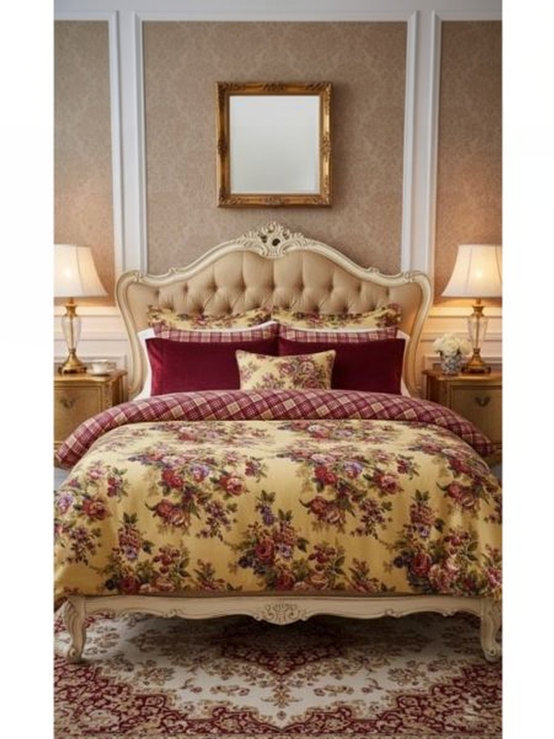 Utopia Bedding Yellow Floral 300 TC King Bedsheet with 2 Pillow Covers