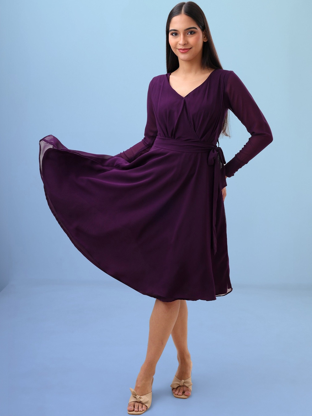 LECORA Georgette Fit & Flare Dress