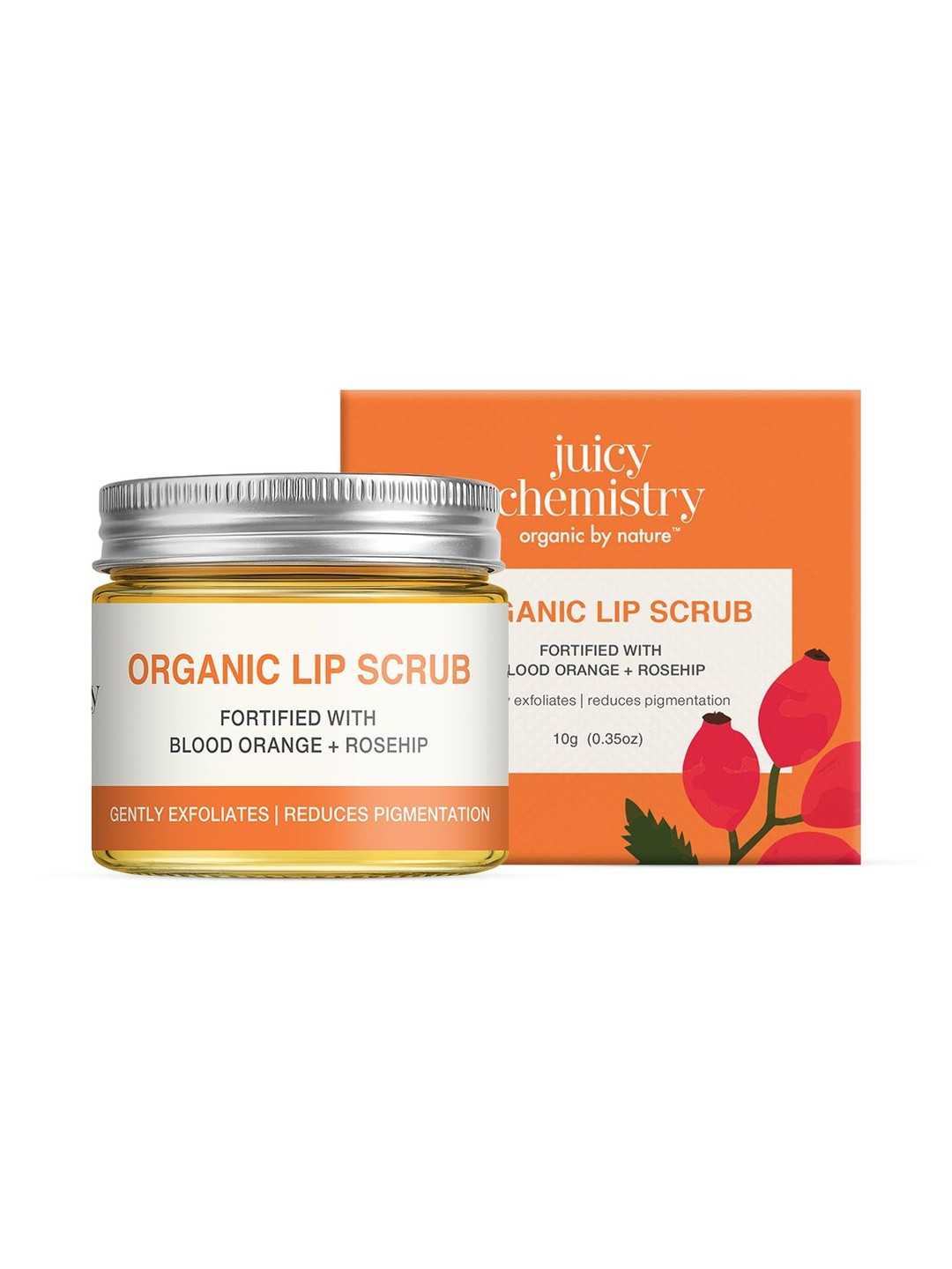 Juicy Chemistry Organic Lip Scrub Fortified With Blood Orange & Rosehip - 10 g