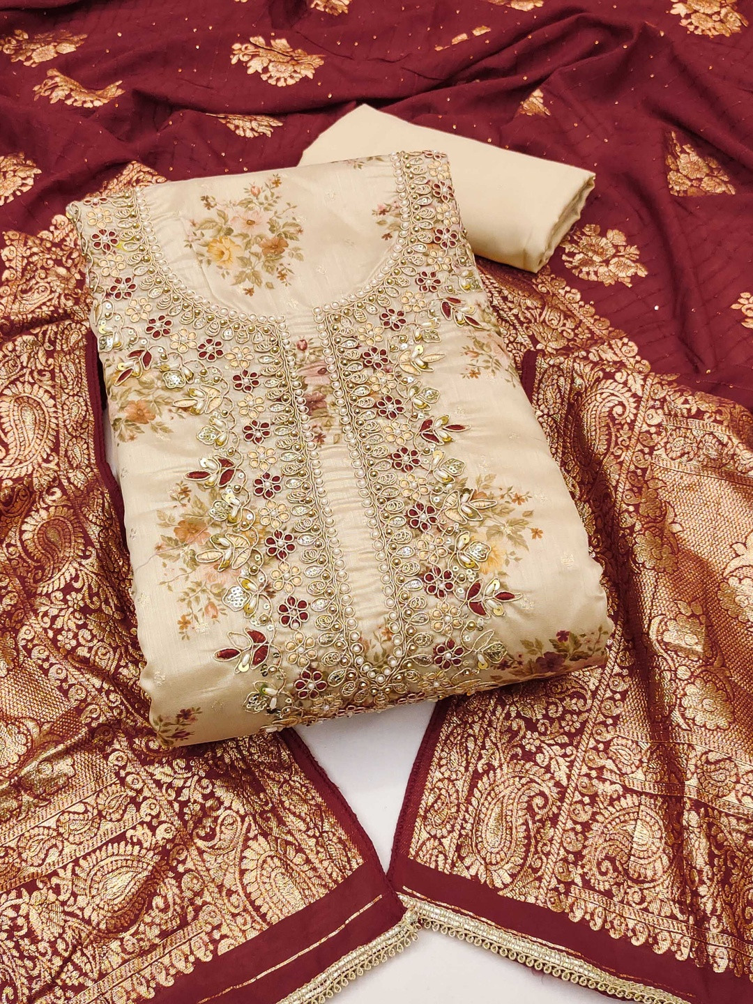 Dhaaga Ghar Embellished Unstitched Dress Material
