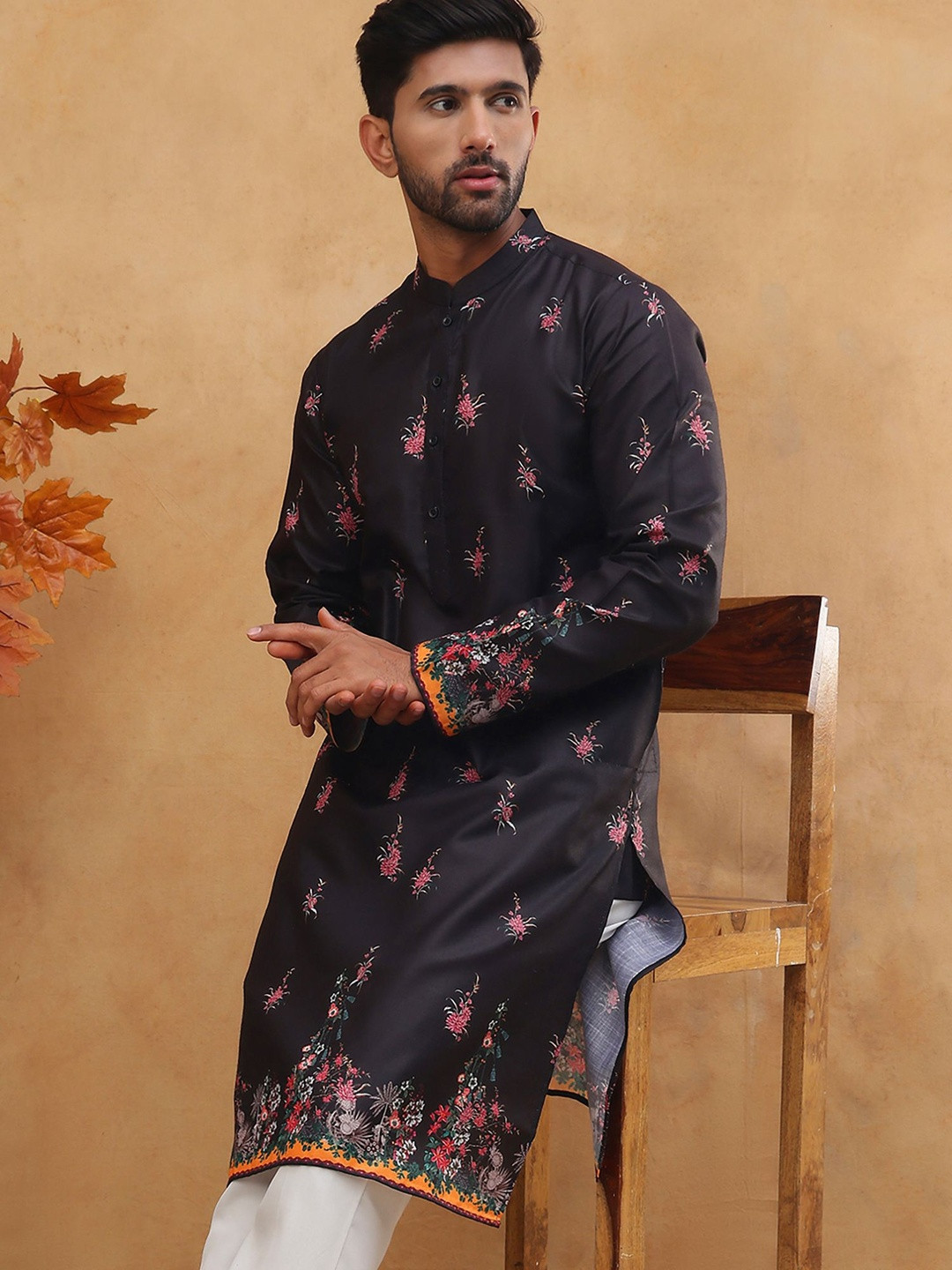 Jompers Men Floral Printed Kurta
