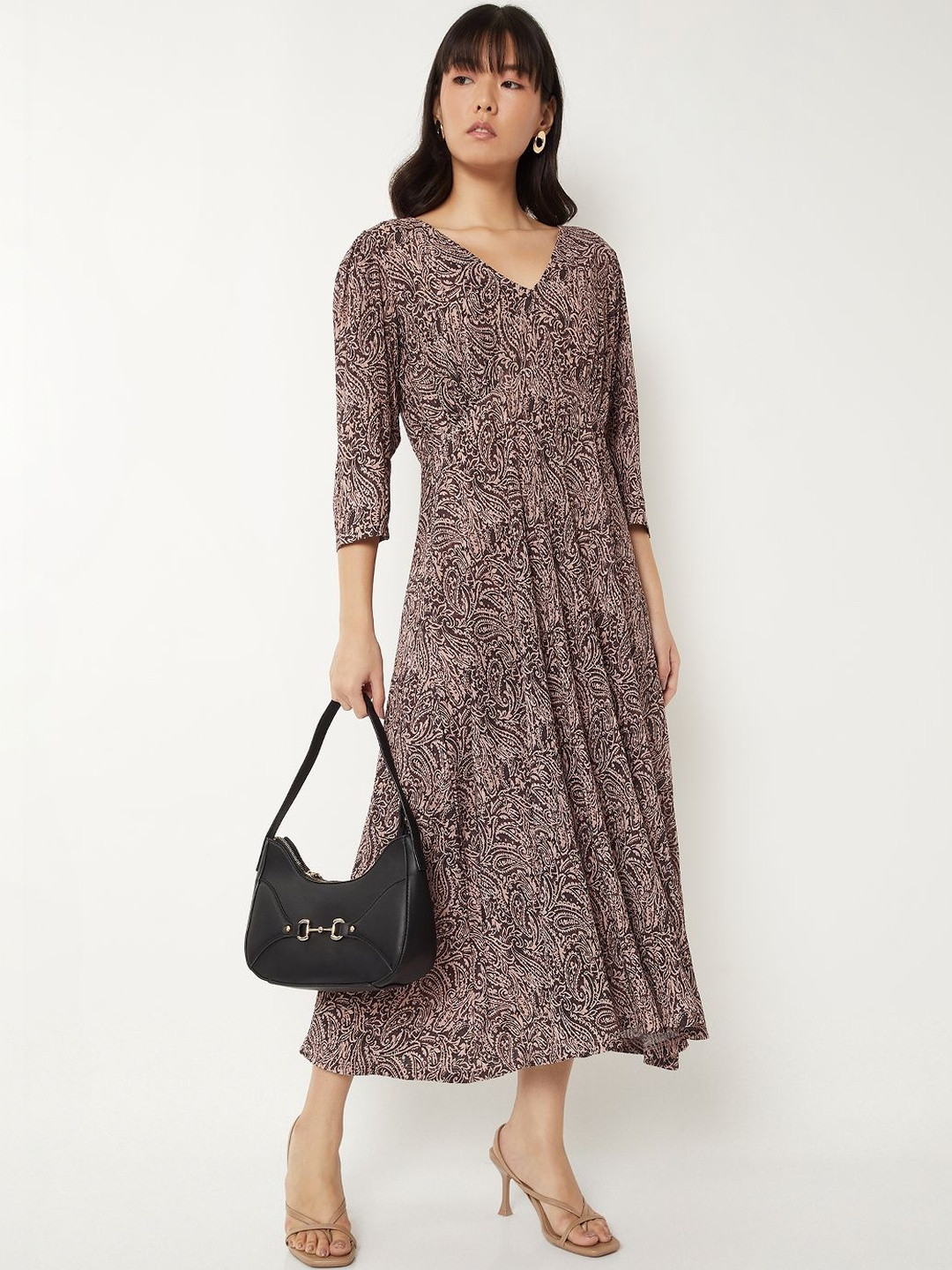 max Print A-Line Midi Dress