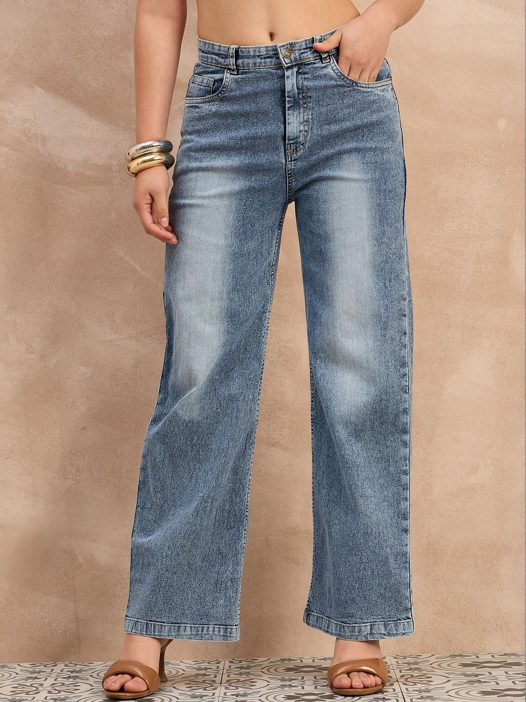 all about you Women Straight Fit High-Rise Light Fade Stretchable Jeans