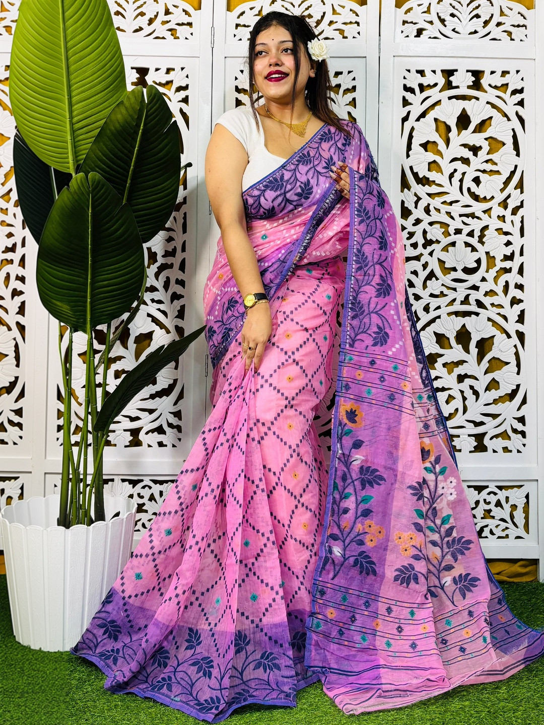 Rnn Saree Woven Design Embroidered Silk Cotton Jamdani Sarees
