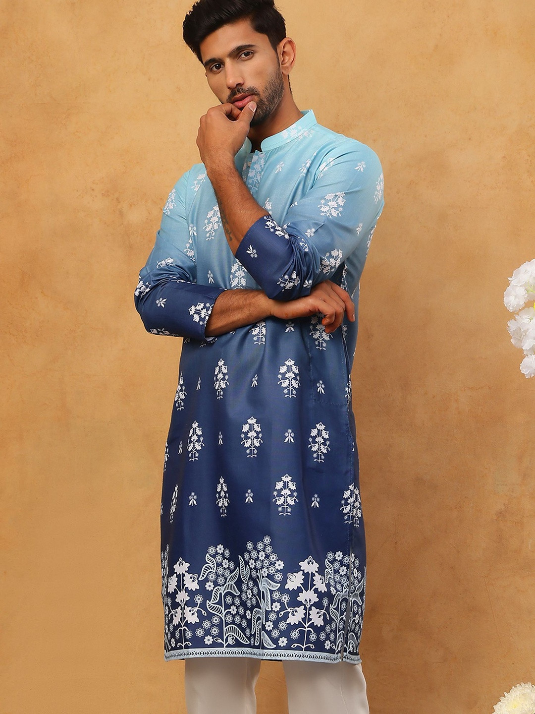 Jompers Men Floral Printed Kurta
