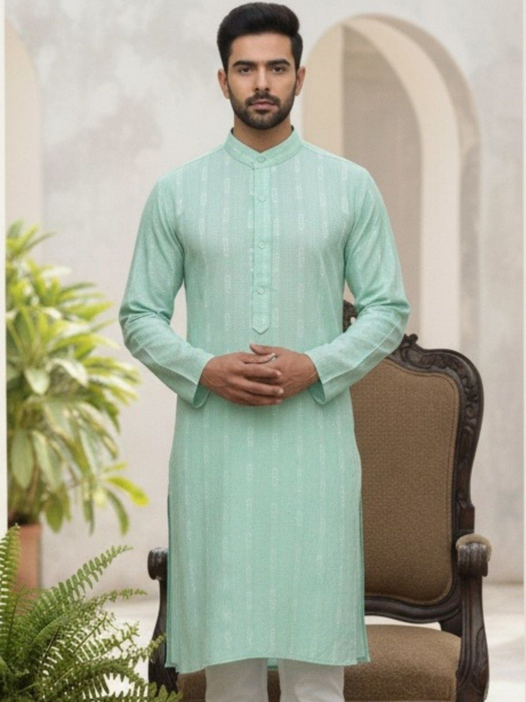 Sypher Boutique Men Printed Khadi Kurta