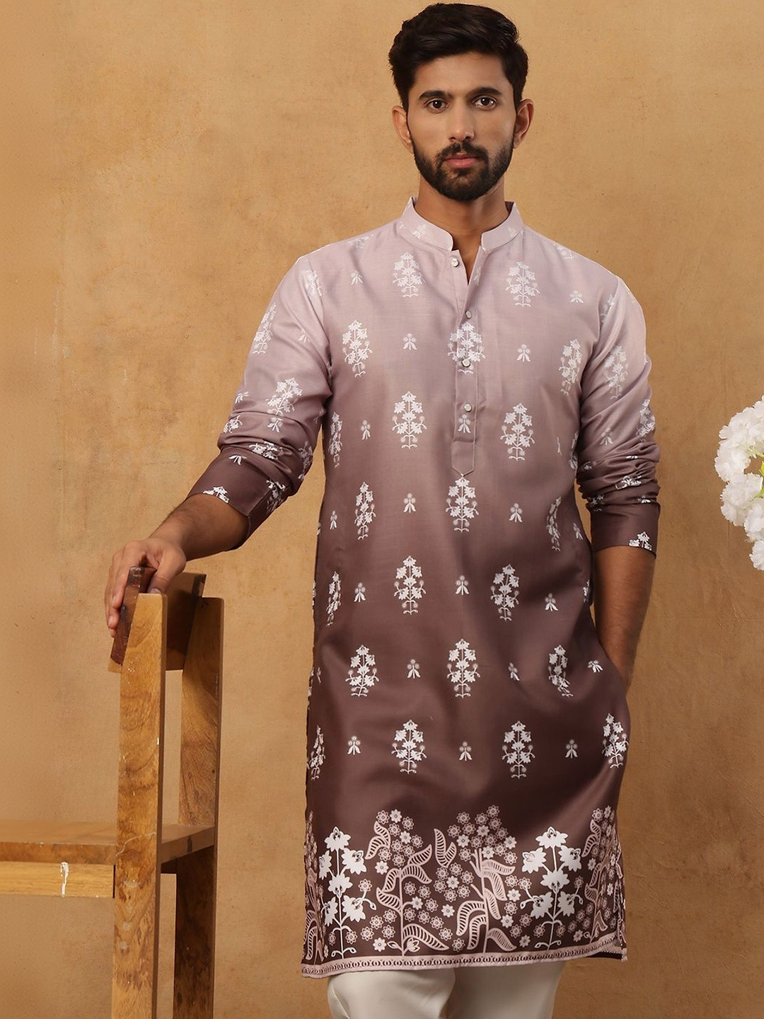 Jompers Men Floral Printed Kurta