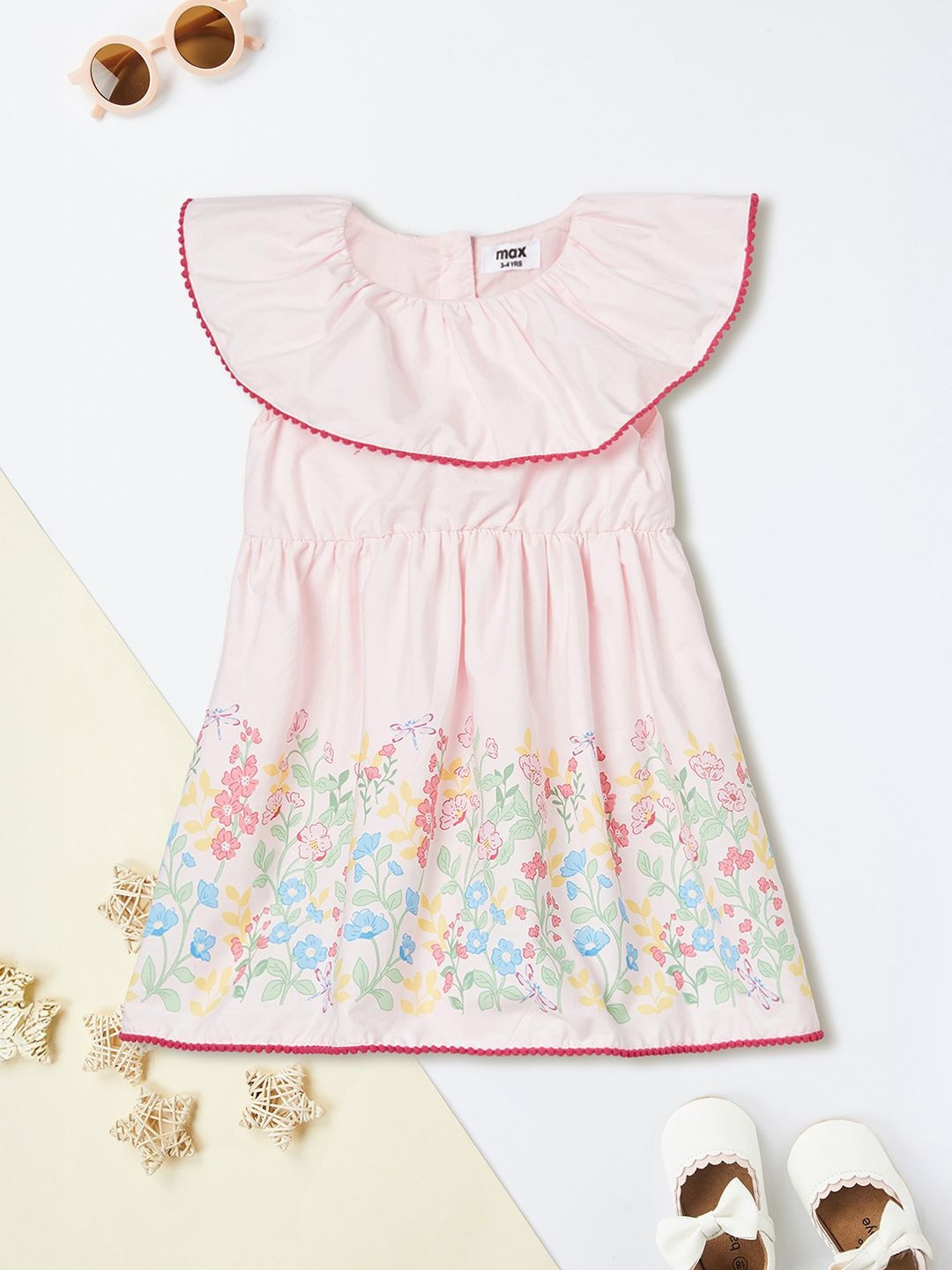 max Floral Print Flutter Sleeve Fit & Flare Dress
