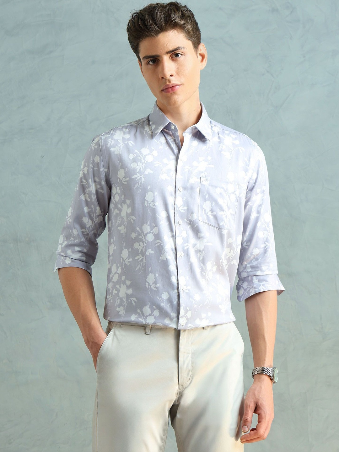 Arrow New York Men Slim Fit Floral Printed Casual Shirt
