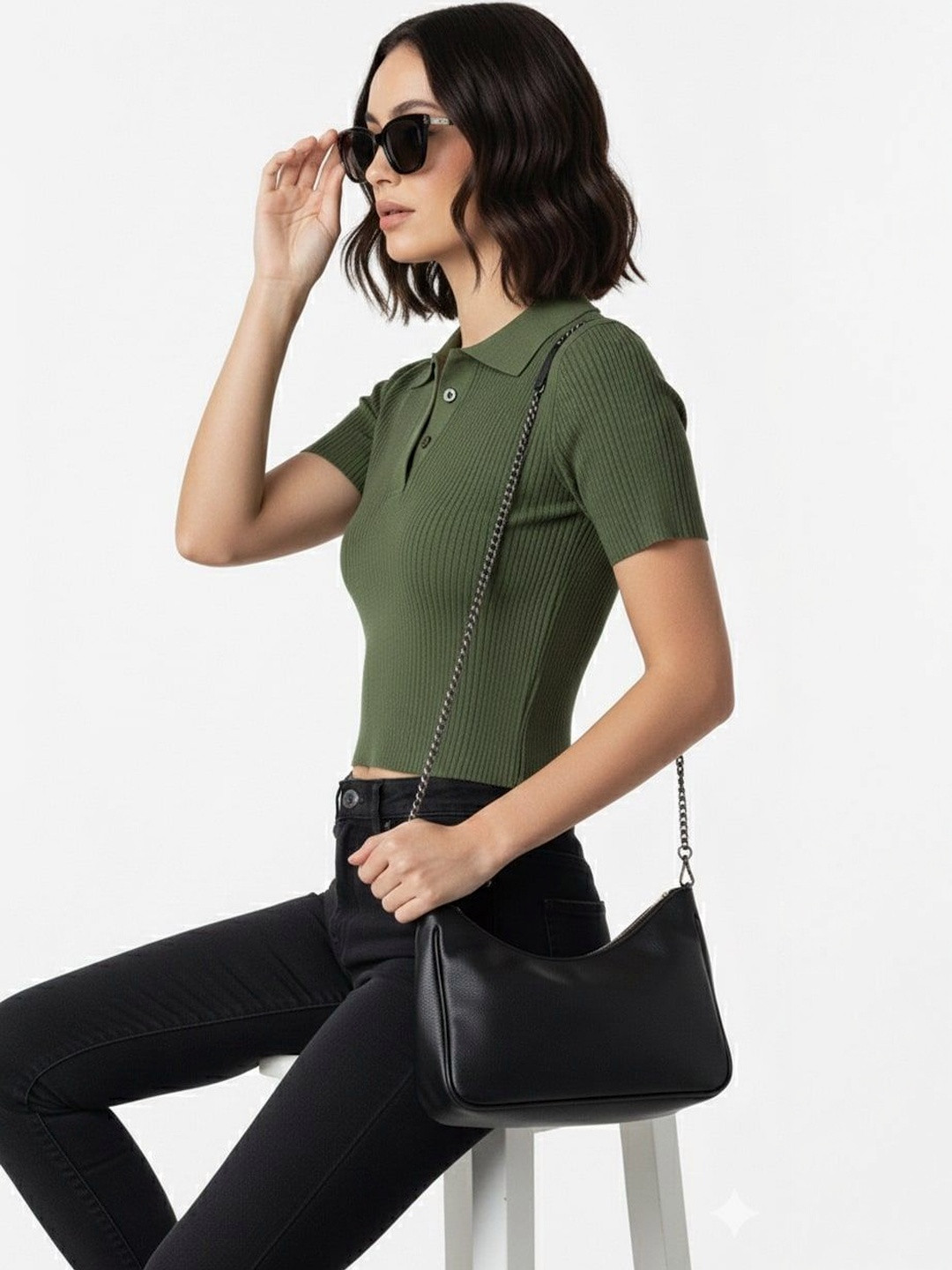CORSICA Women Polo Collar Slim Fit T-shirt