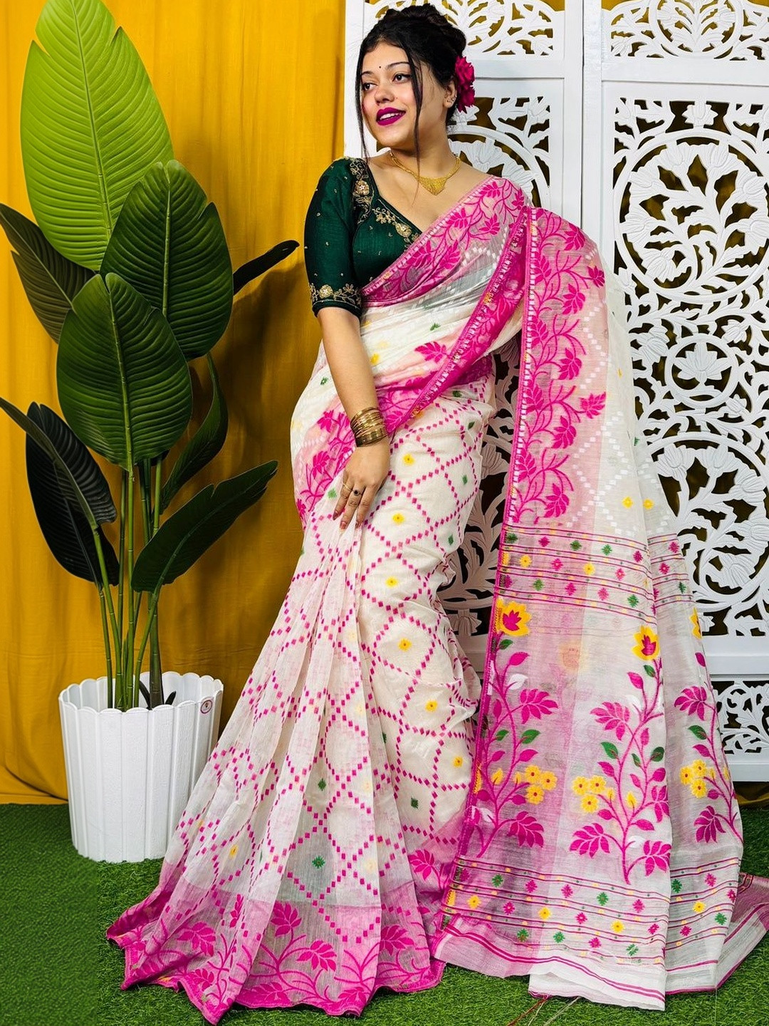 Rnn Saree Woven Design Embroidered Silk Cotton Jamdani Sarees