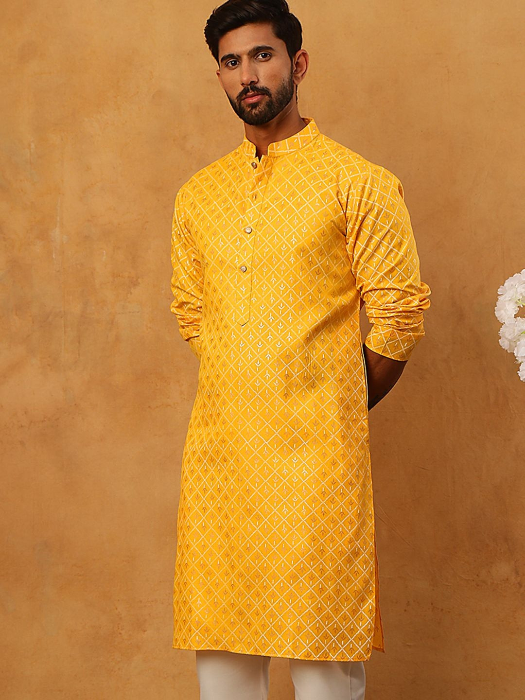 Jompers Men Floral Printed Kurta