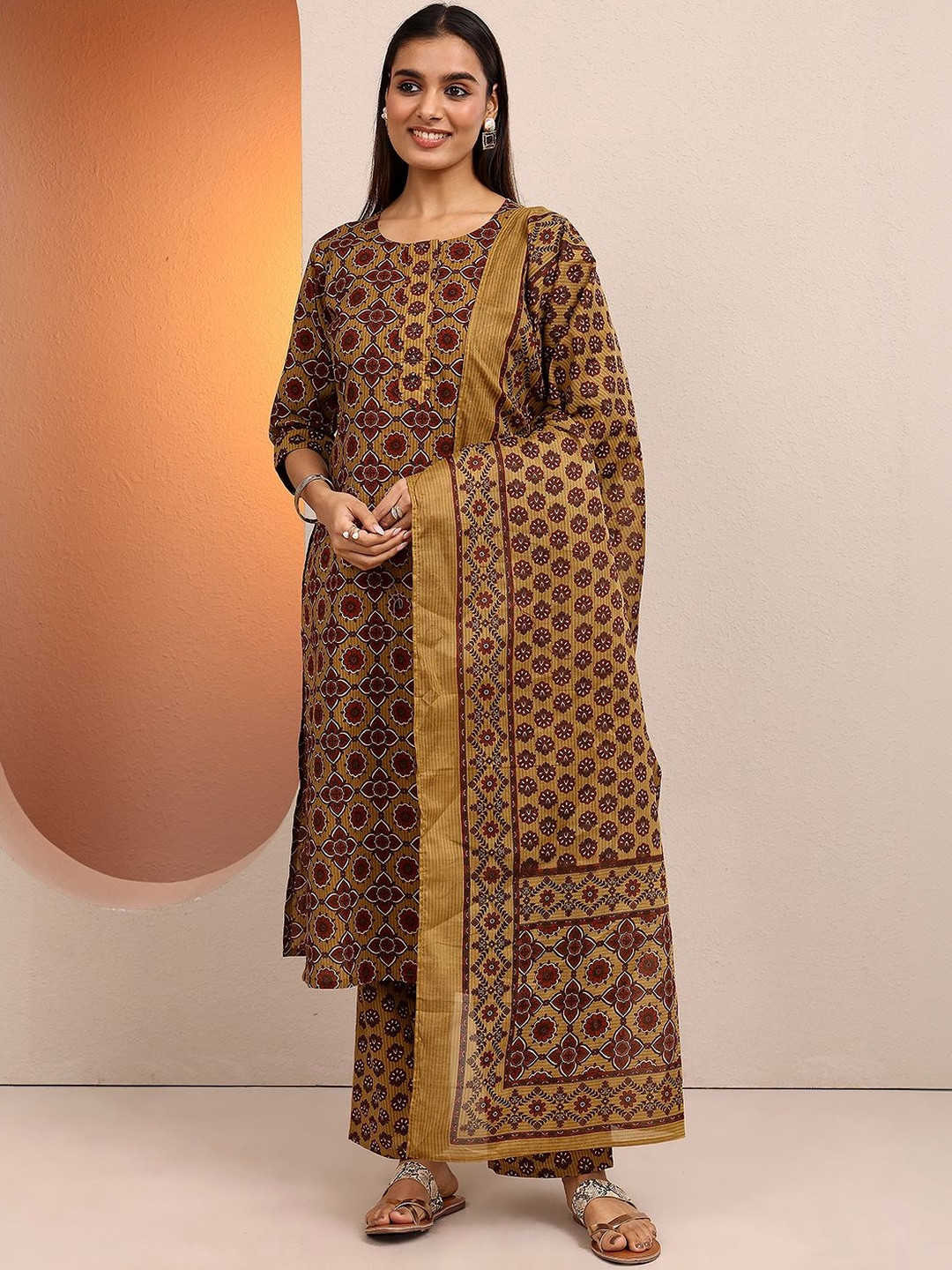 Libas Women Floral Printed Regular Kurta with Salwar & With Dupatta