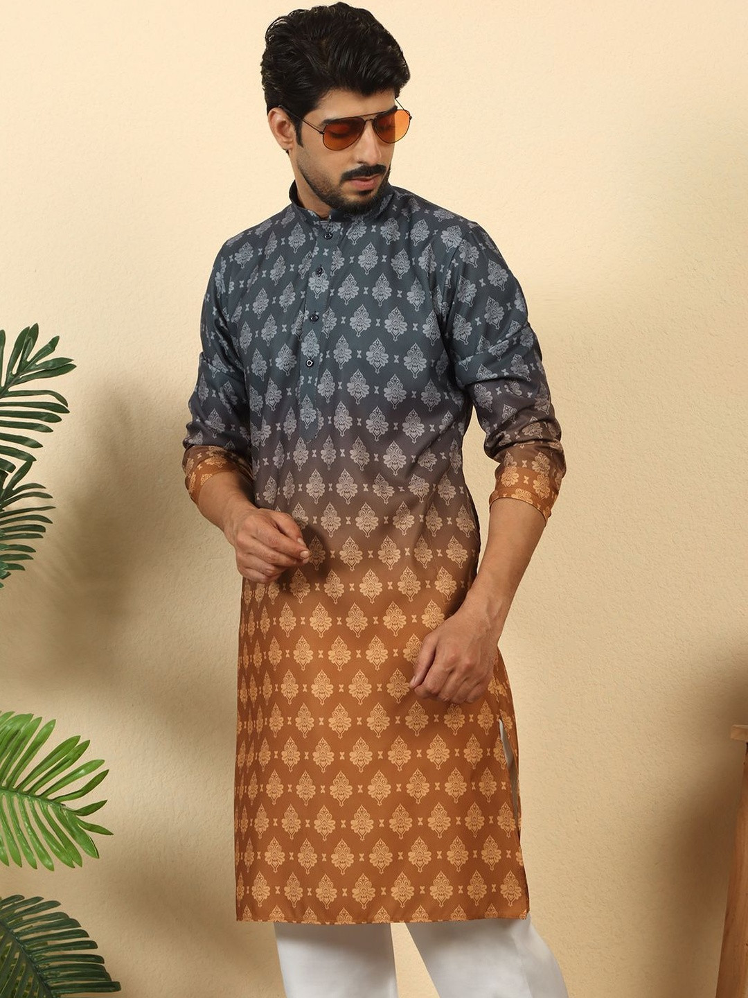 KRAFT INDIA Men Ethnic Motifs Printed Thread Work Kurta