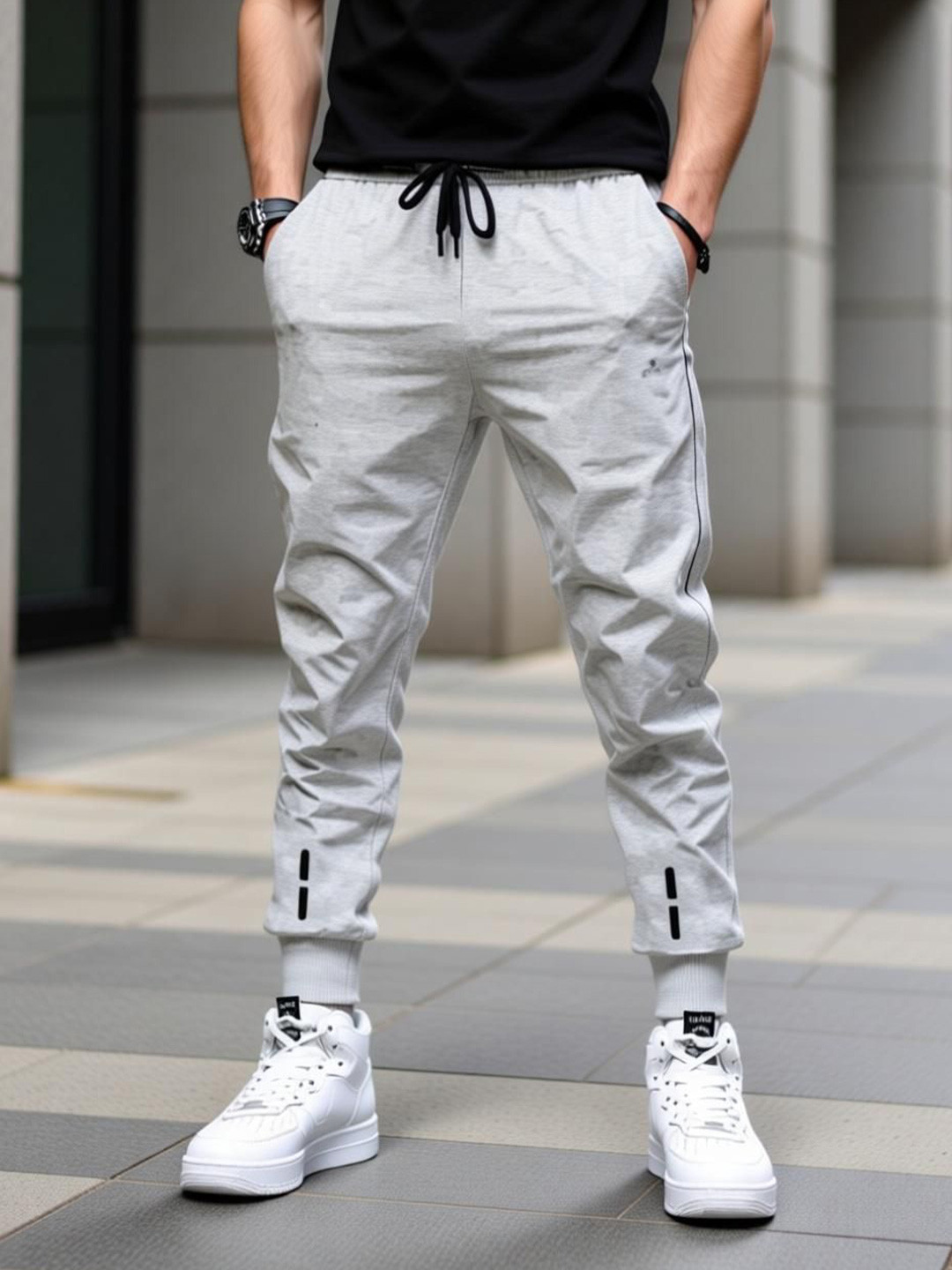 Riksaw Men Mid-Rise Drawstring Joggers