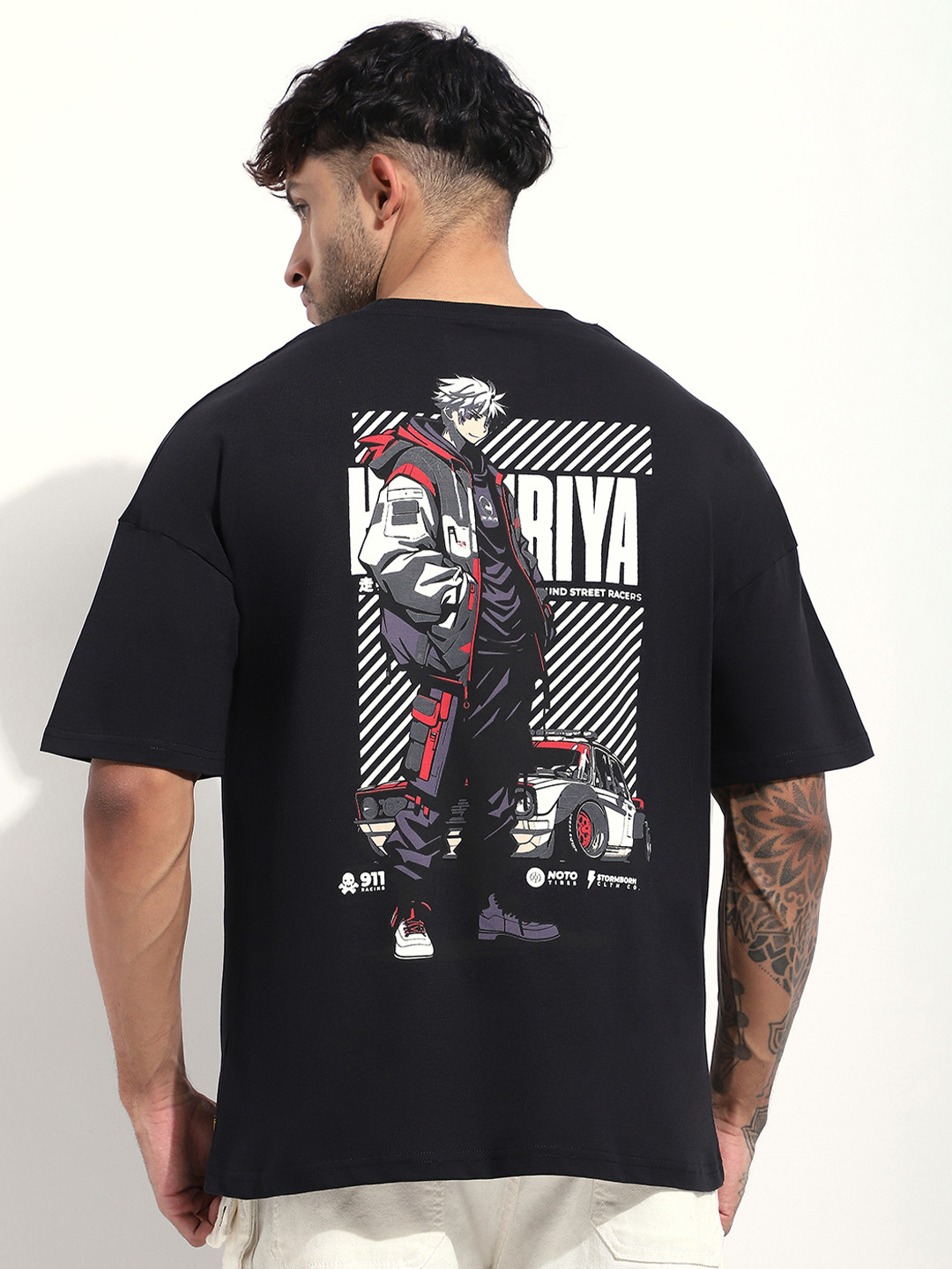 Stormborn Men Printed Drop-Shoulder Sleeves Oversized T-shirt