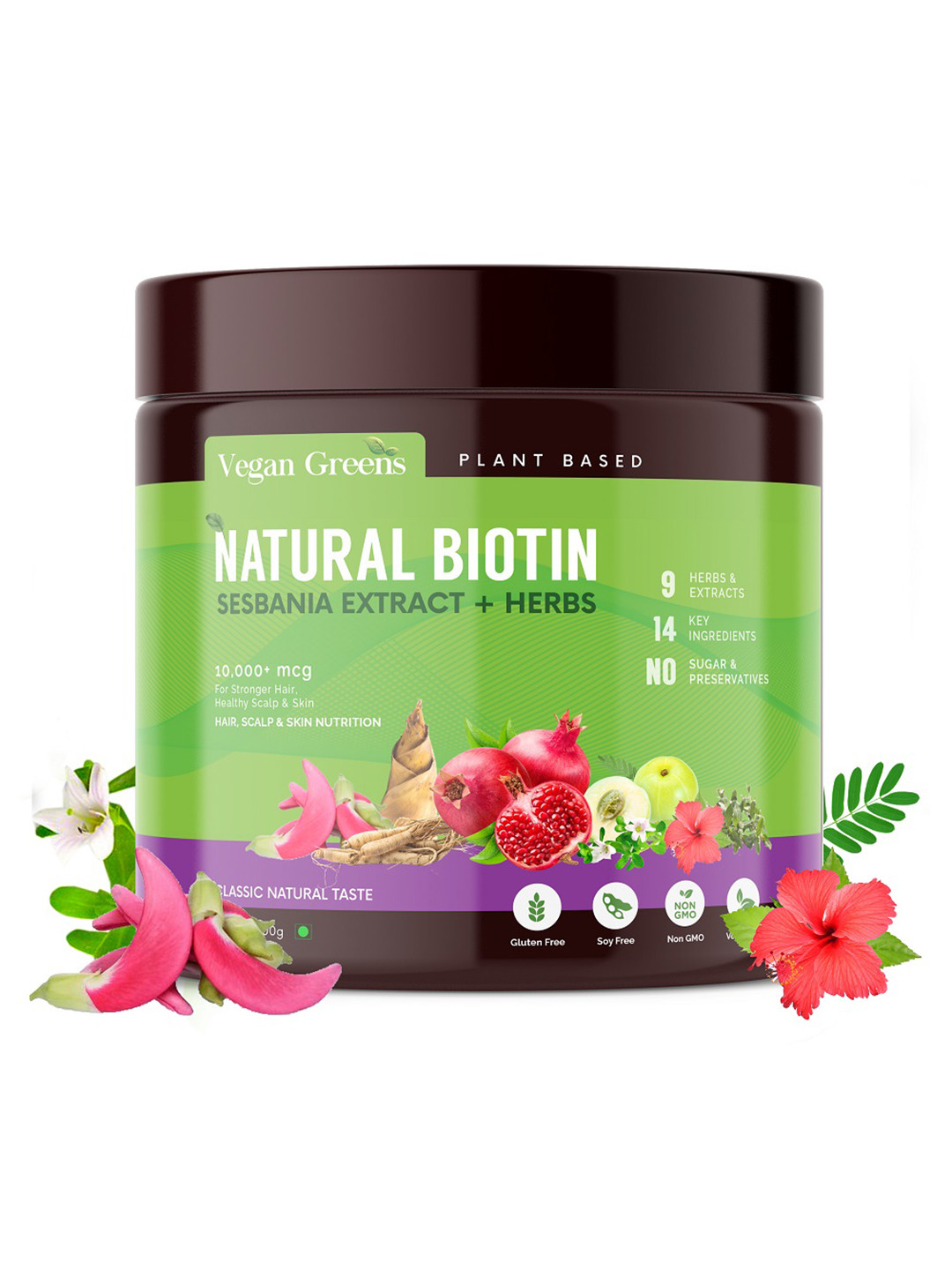 Vegan Greens Natural Plant Biotin- 100 g