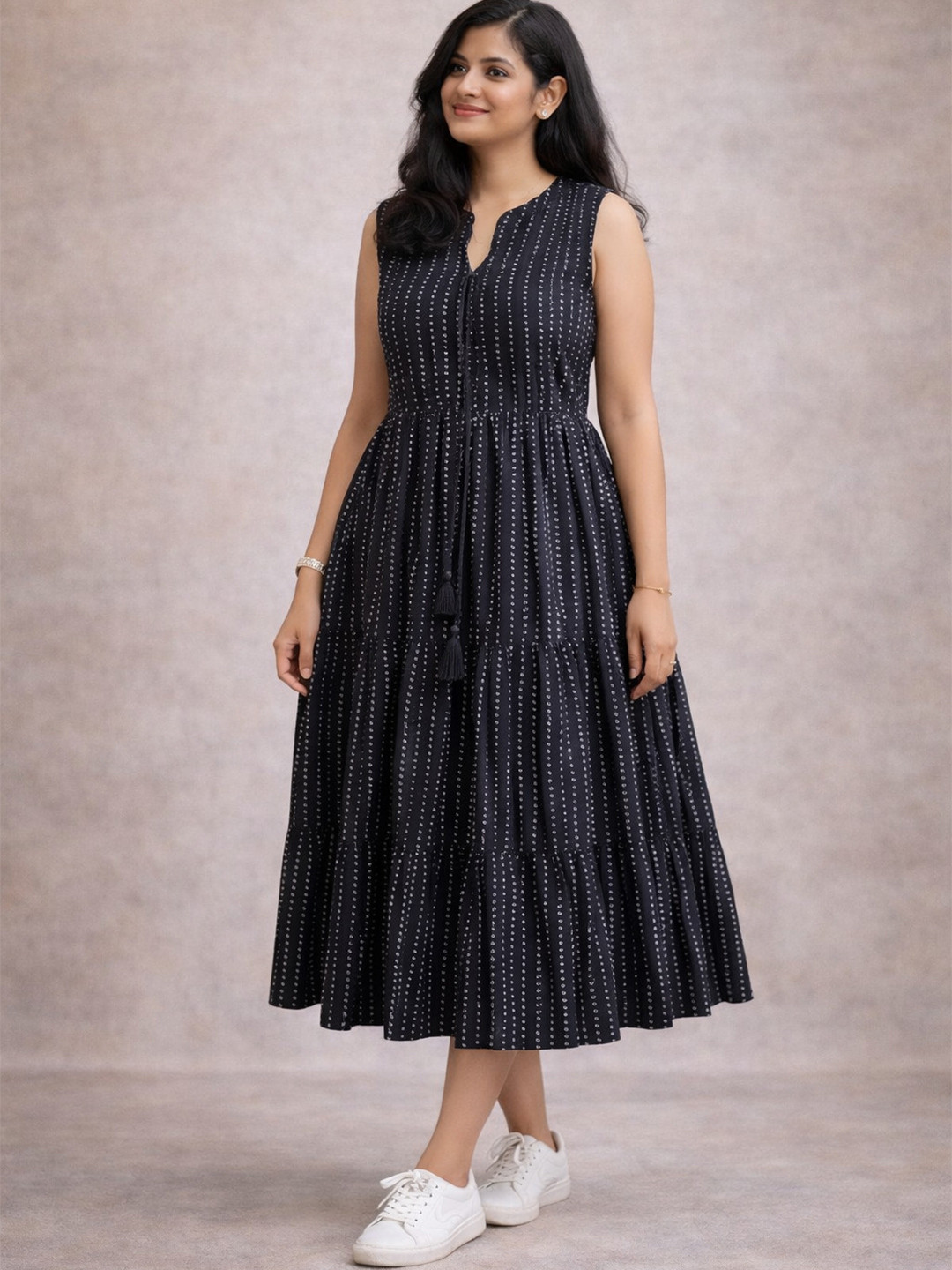 VCJ Print Fit & Flare Midi Dress