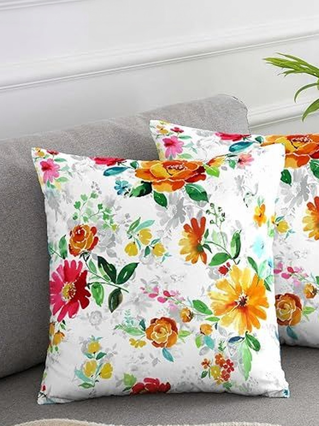 KNOTTING HOME Set of 2 Floral Velvet Square Cushion Covers