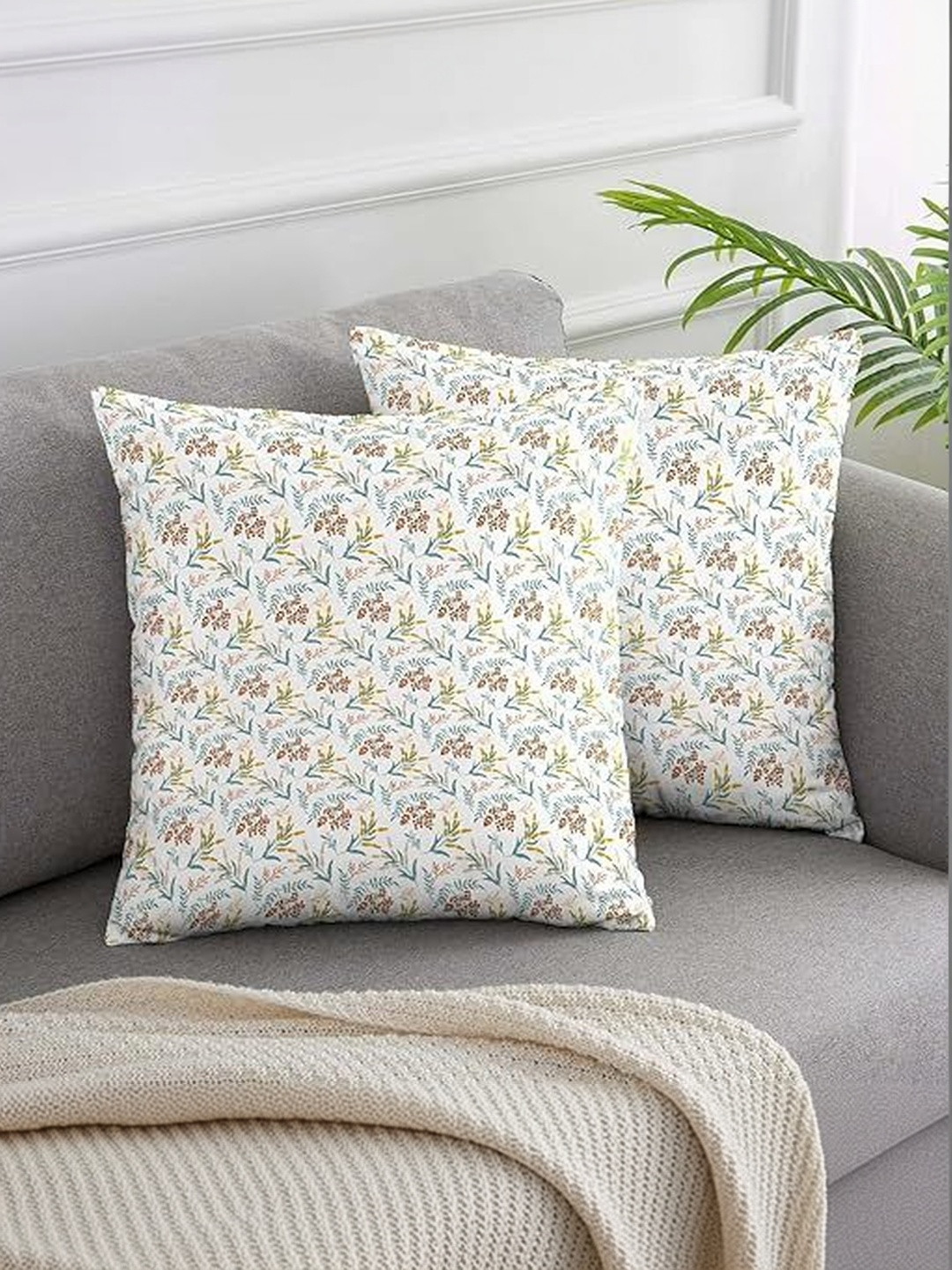KNOTTING HOME Set of 2 Floral Velvet Square Cushion Covers