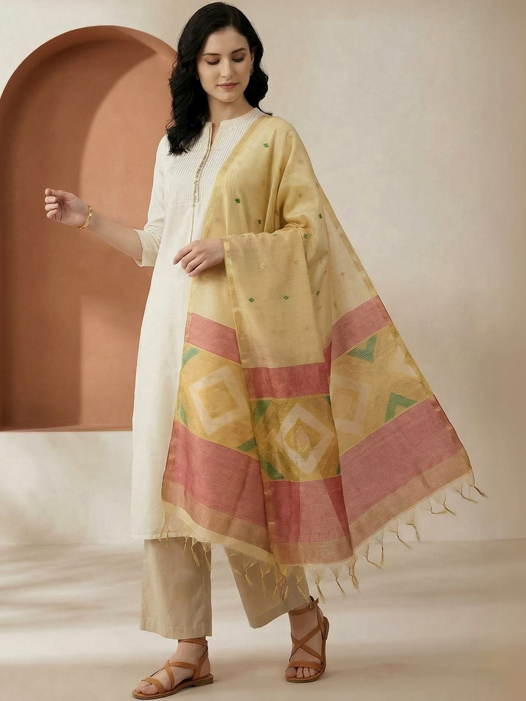 Indo Era Woven Design Art Silk Dupatta