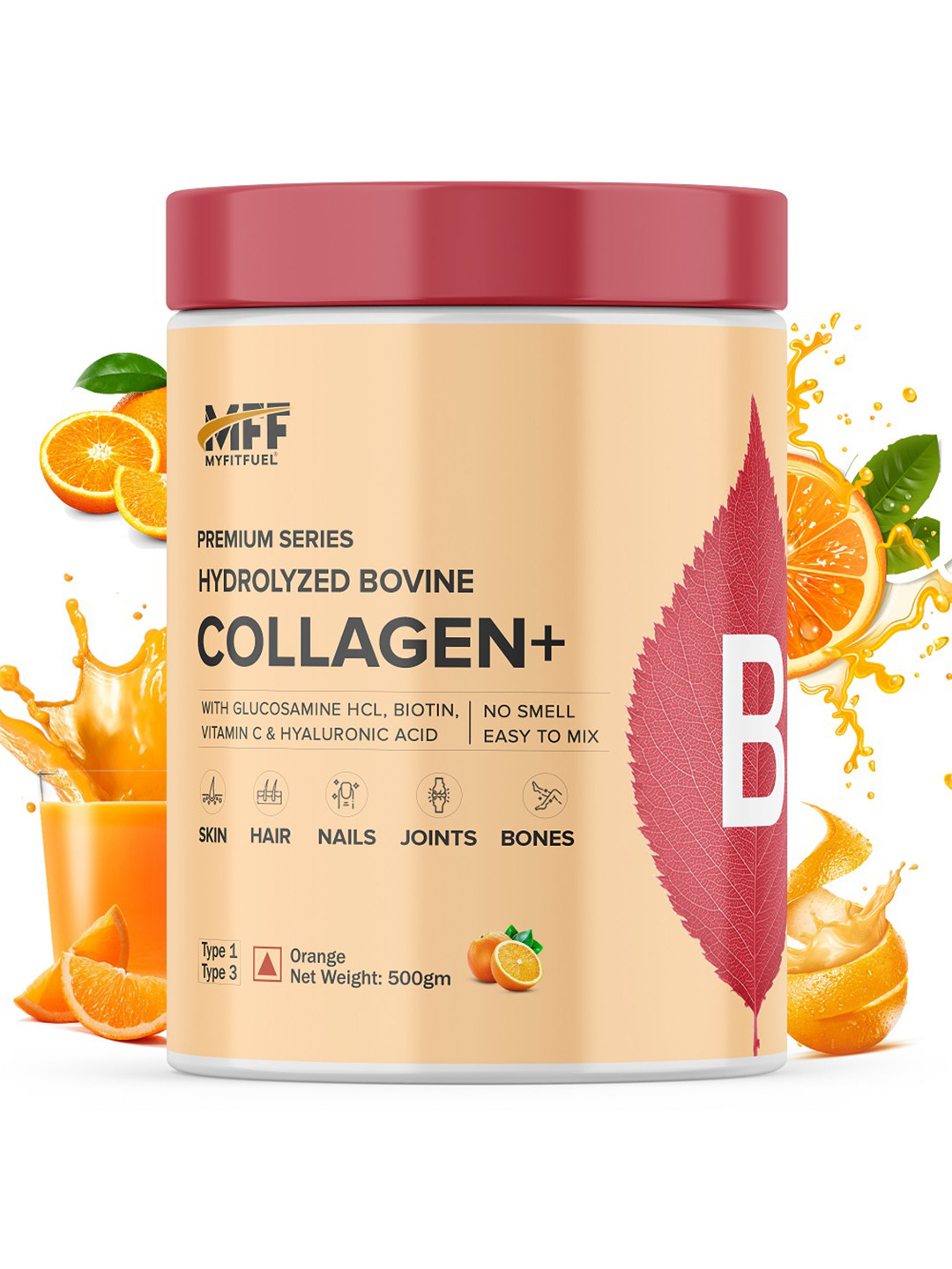 MyFitFuel Premium Series Hydrolyzed Bovine Collagen+ - 500g - Orange