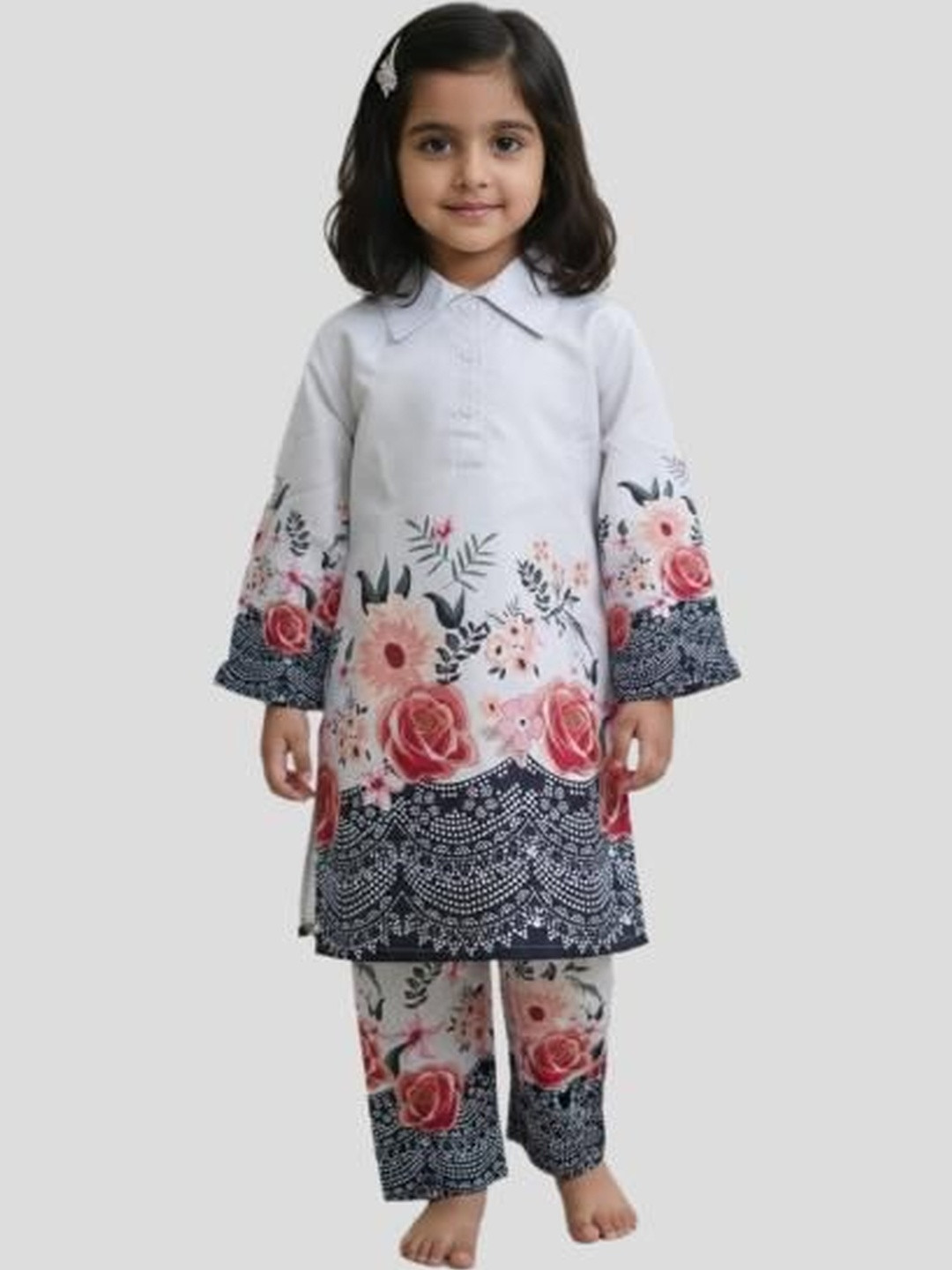 SOLACEACTIVE Girls Printed Top With Trousers Clothing Set