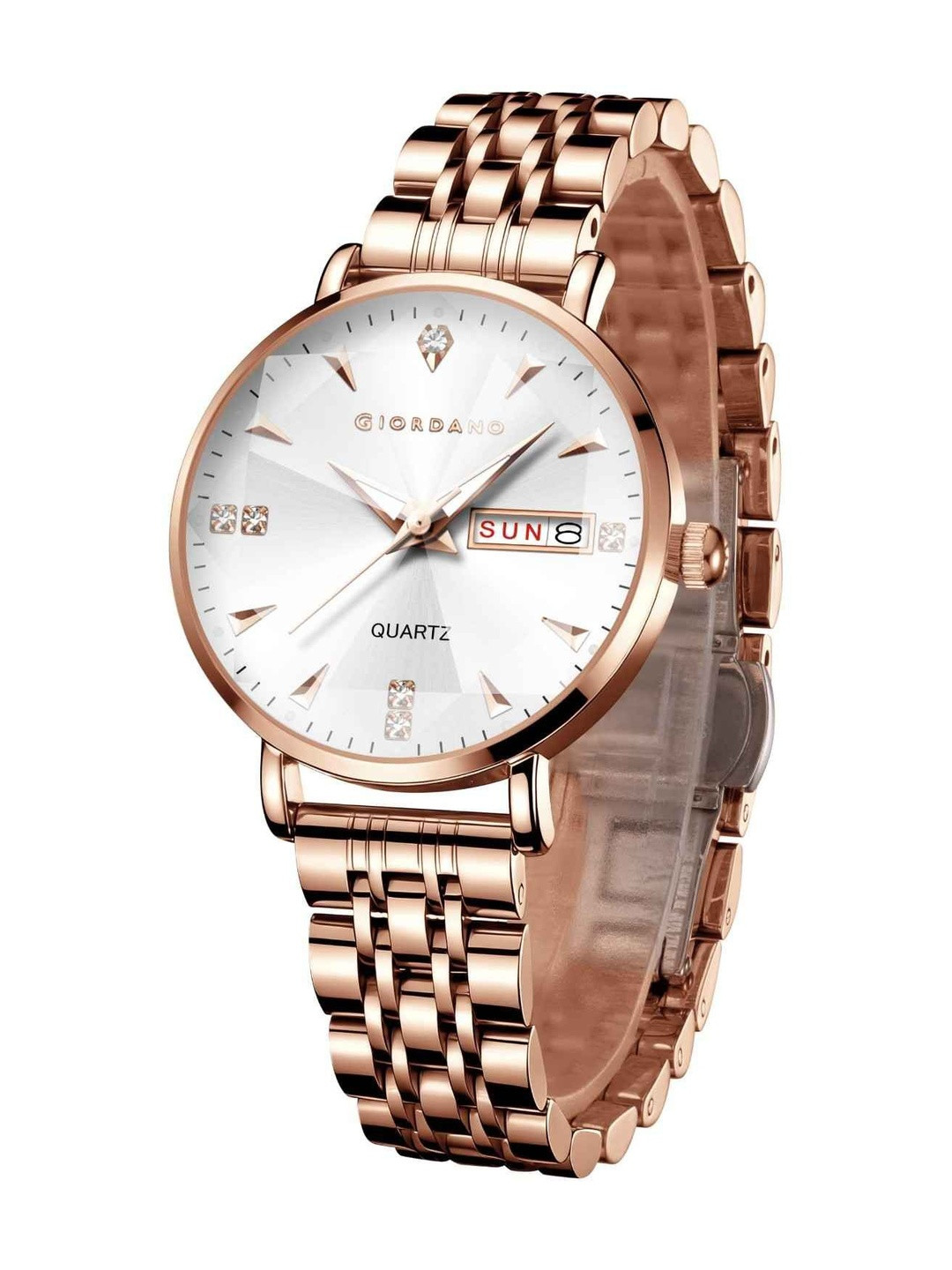 GIORDANO Women Dial & Stainless Steel Bracelet Style Analogue Date Watch GZ-60139-11_x