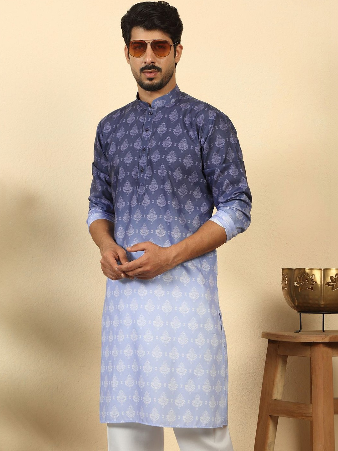 KRAFT INDIA Men Ethnic Motifs Printed Thread Work Kurta