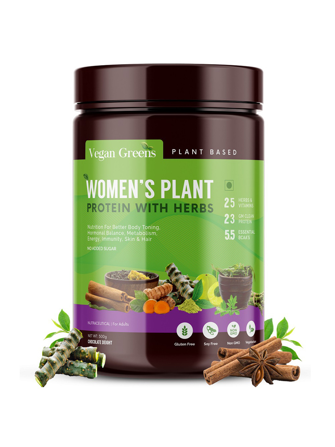Vegan Greens Women Plant Protein With Herbs Chocolate Delight - 500 g