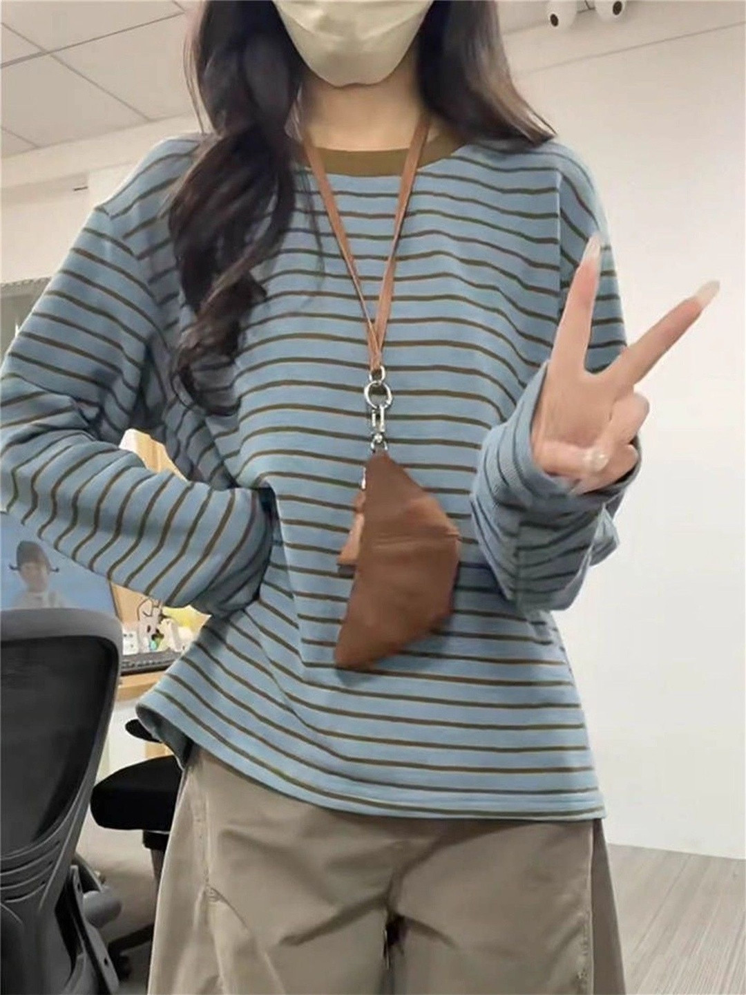 StyleCast x Revolte Striped Extended Sleeves Top