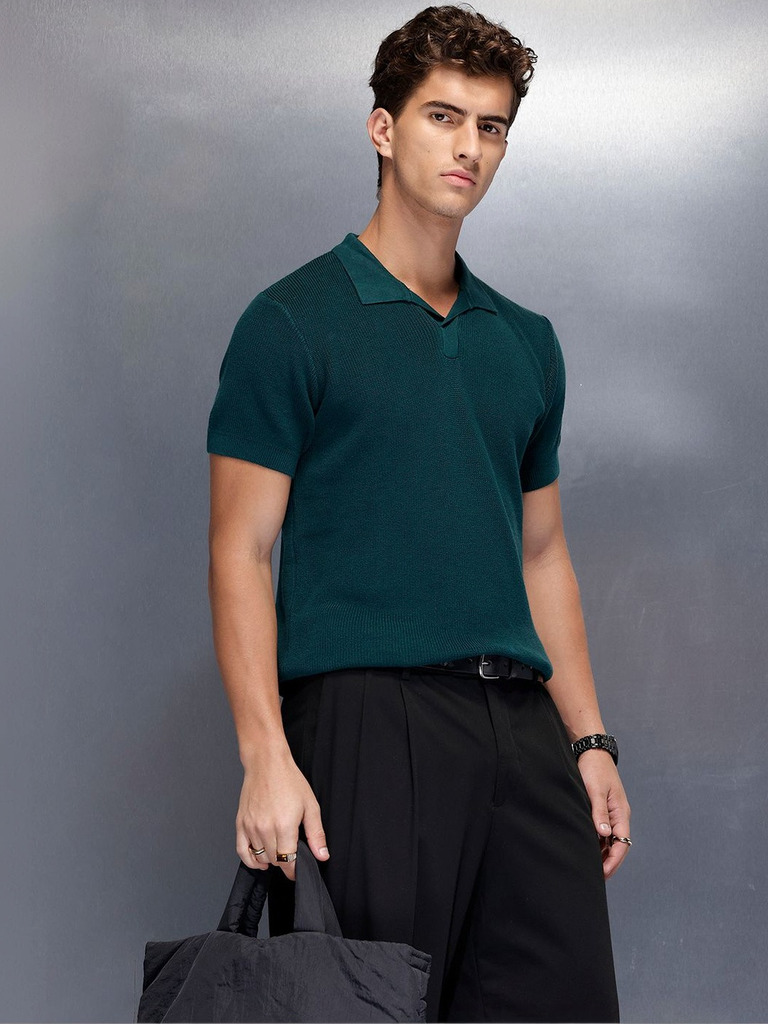 WROGN Men Polo Collar Slim Fit T-shirt