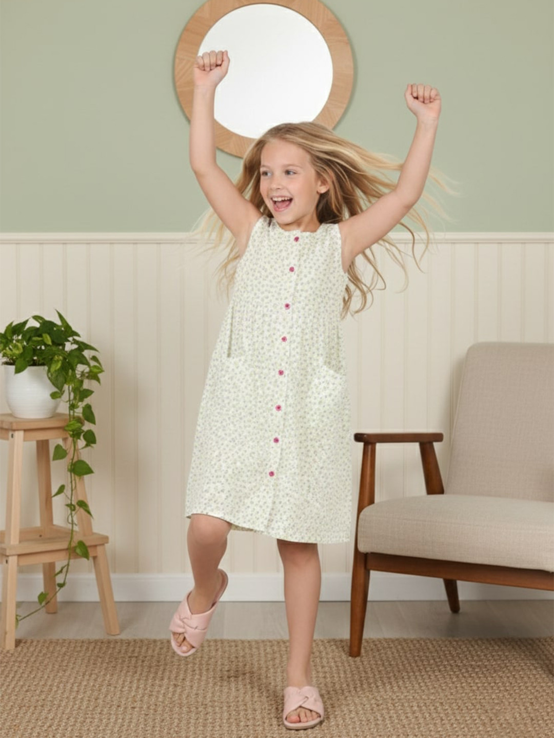 GIANNA Girls Printed Cotton A-Line Dress