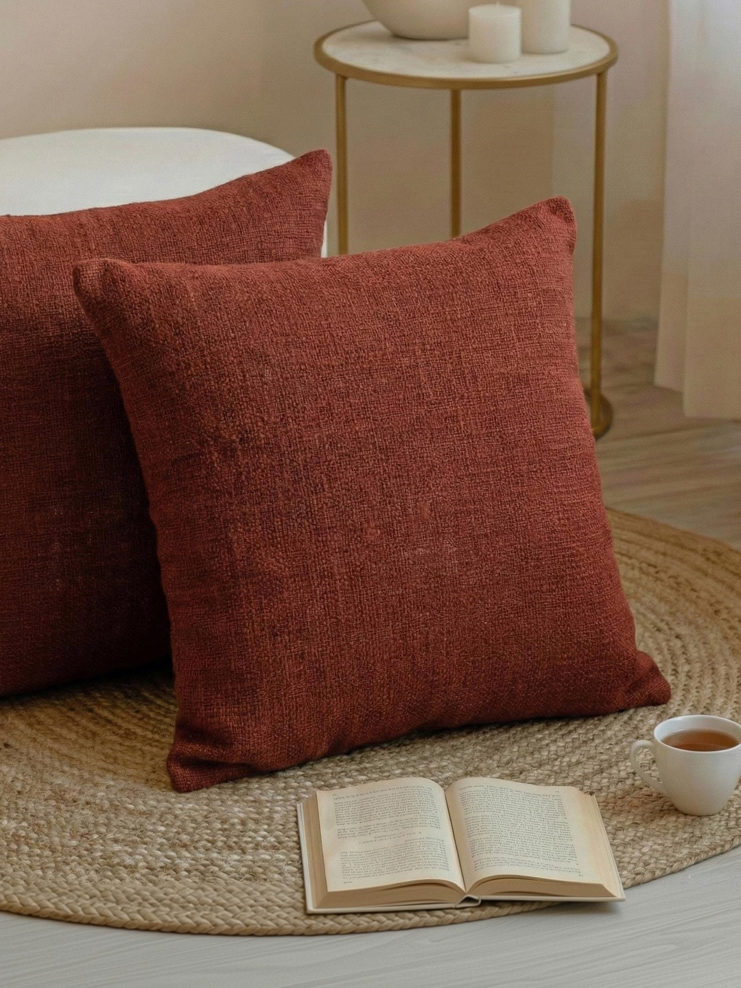 DMAASA Brown Set of 2 Square Cushion Covers