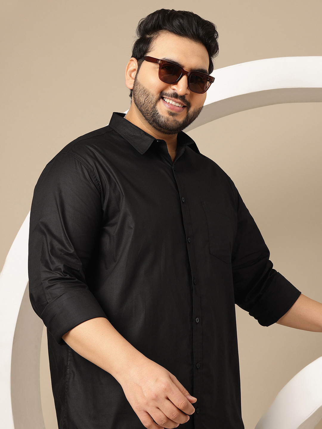 Sztori Plus Size Spread Collar Pure Cotton Shirt