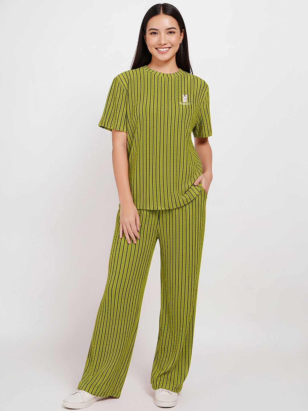 Lugo Women Olive Green Round Neck Regular Co-ords Set