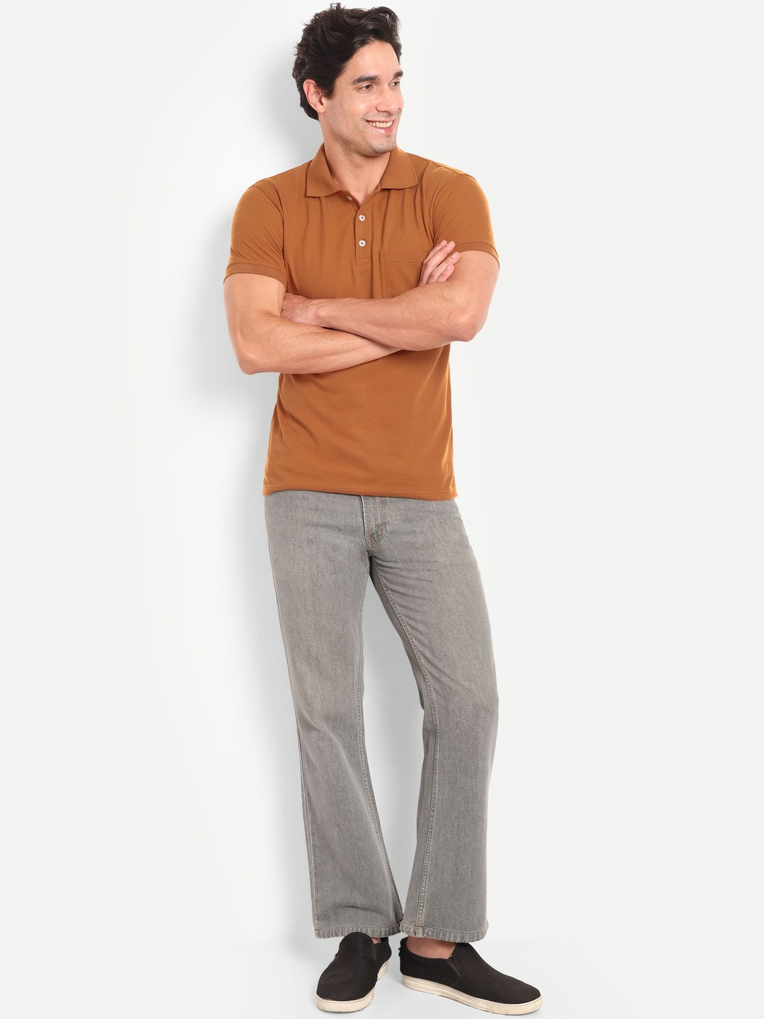 BLUWEEA Men Polo Collar Pockets T-shirt