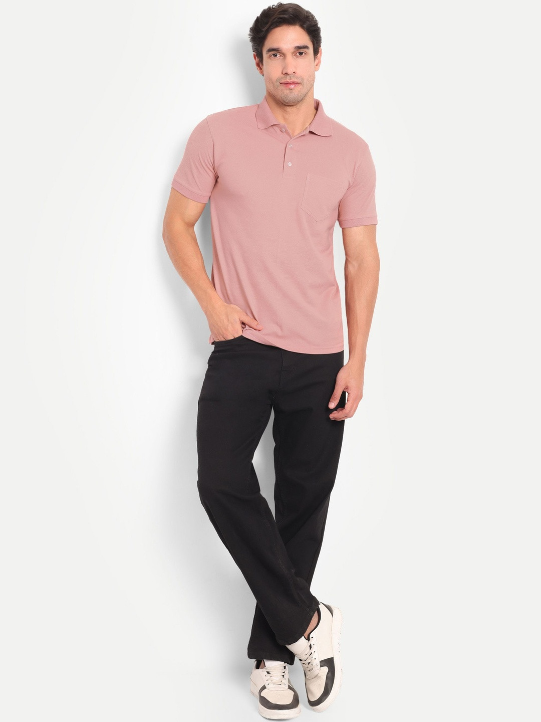 BLUWEEA Men Polo Collar Pockets T-shirt