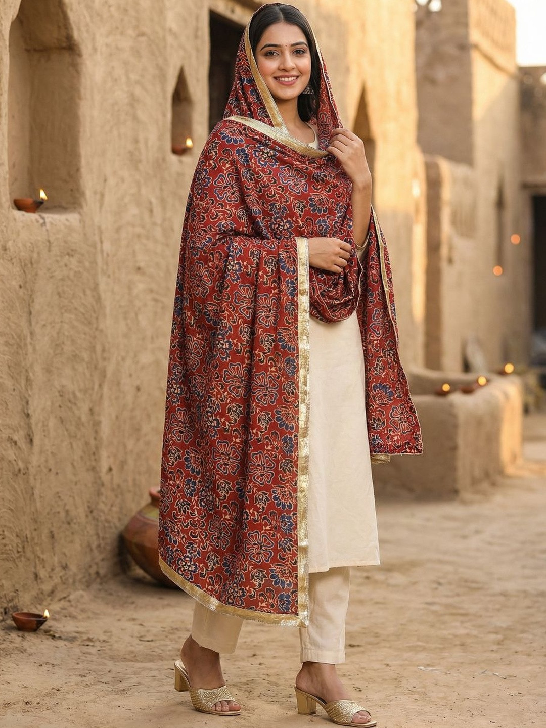 Kaizen TEXO FAB Ethnic Motifs Printed Block Print Dupatta