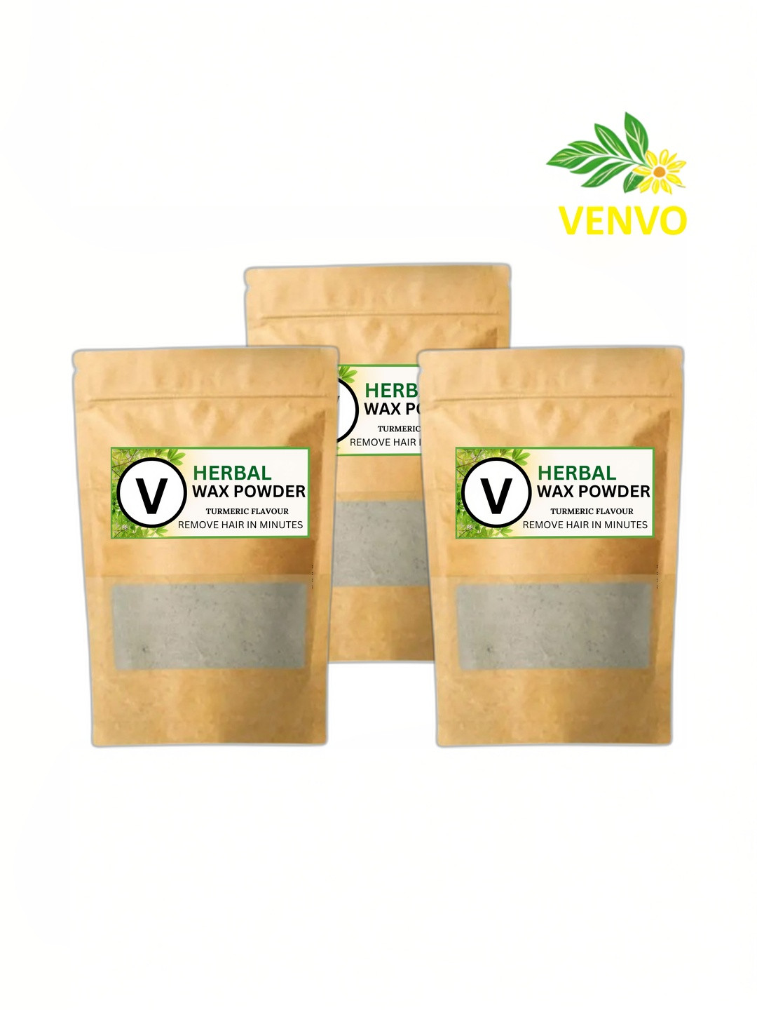 VENVO Set Of 3 Herbal Wax Powder - 300 g Each - Turmeric Flavour