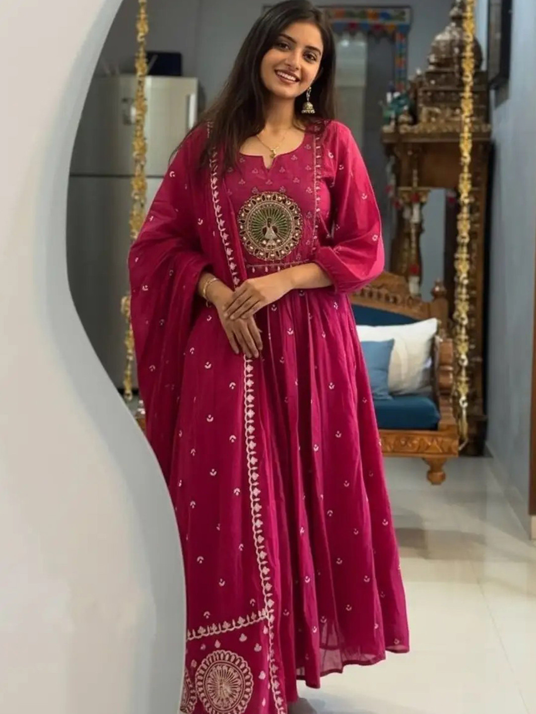 SHEKHAWATI FASHION Women Ethnic Motifs Printed Regular Kurta with Trousers & With Dupatta