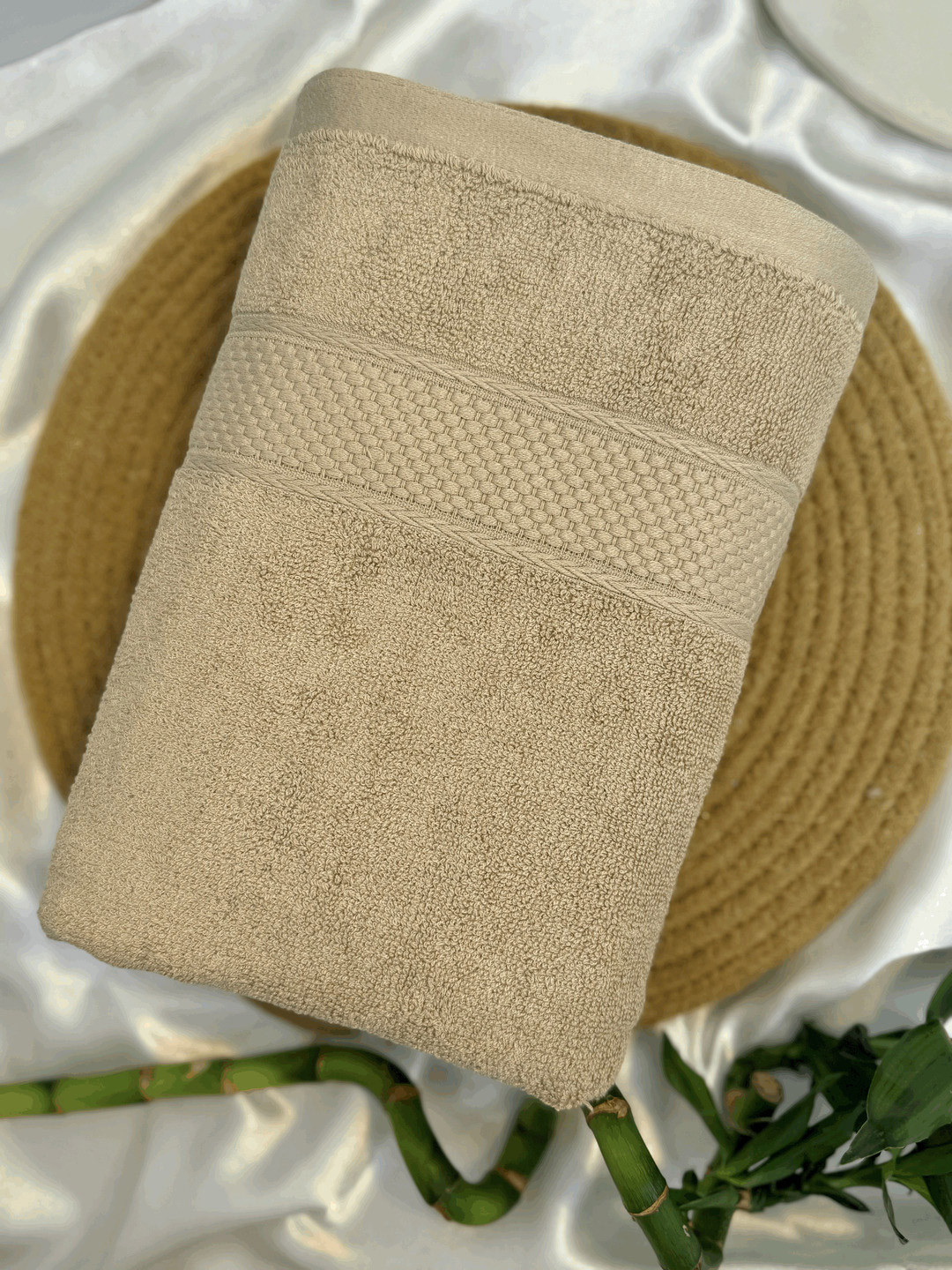 Triani Beige & Beige 1 Bamboo 450 GSM Bath Towel
