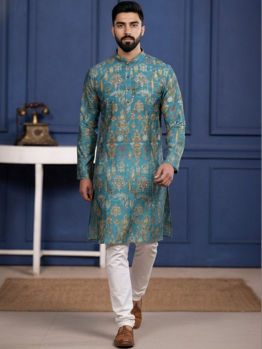 HERE&NOW Men Ethnic Motifs Printed Regular Kurta with Pyjamas