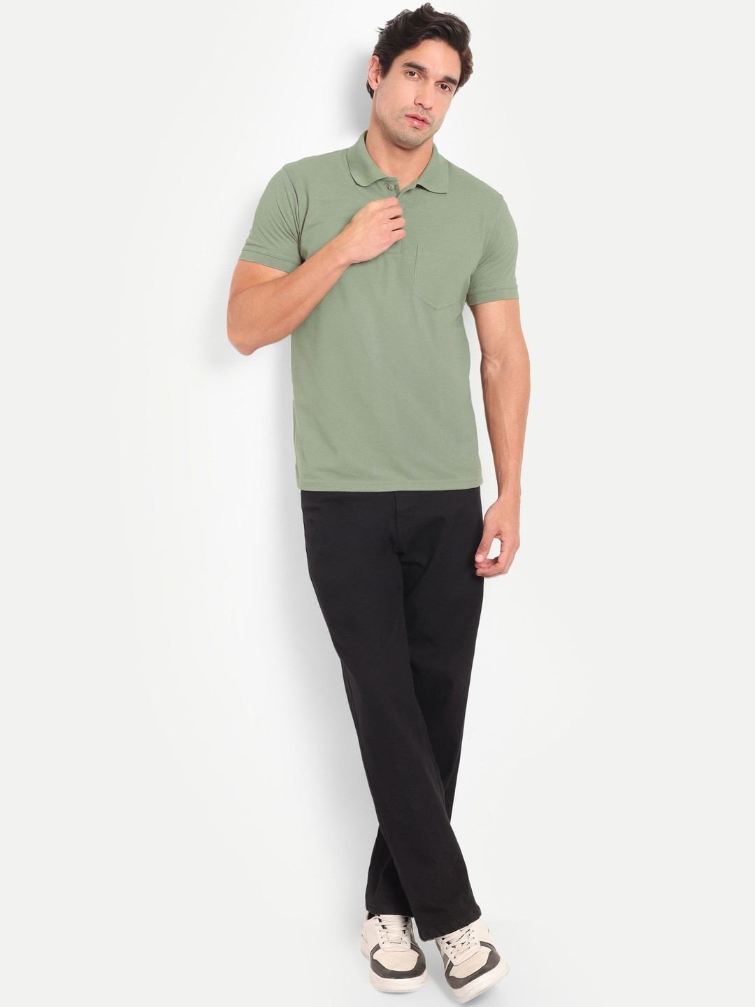 BLUWEEA Men Polo Collar Pockets T-shirt