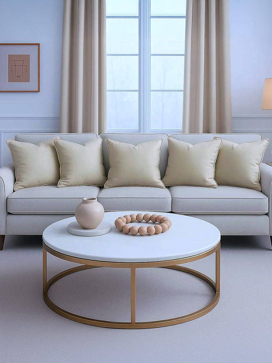 RD TREND Beige Satin Ultra Soft 5 Pcs Cushion Covers